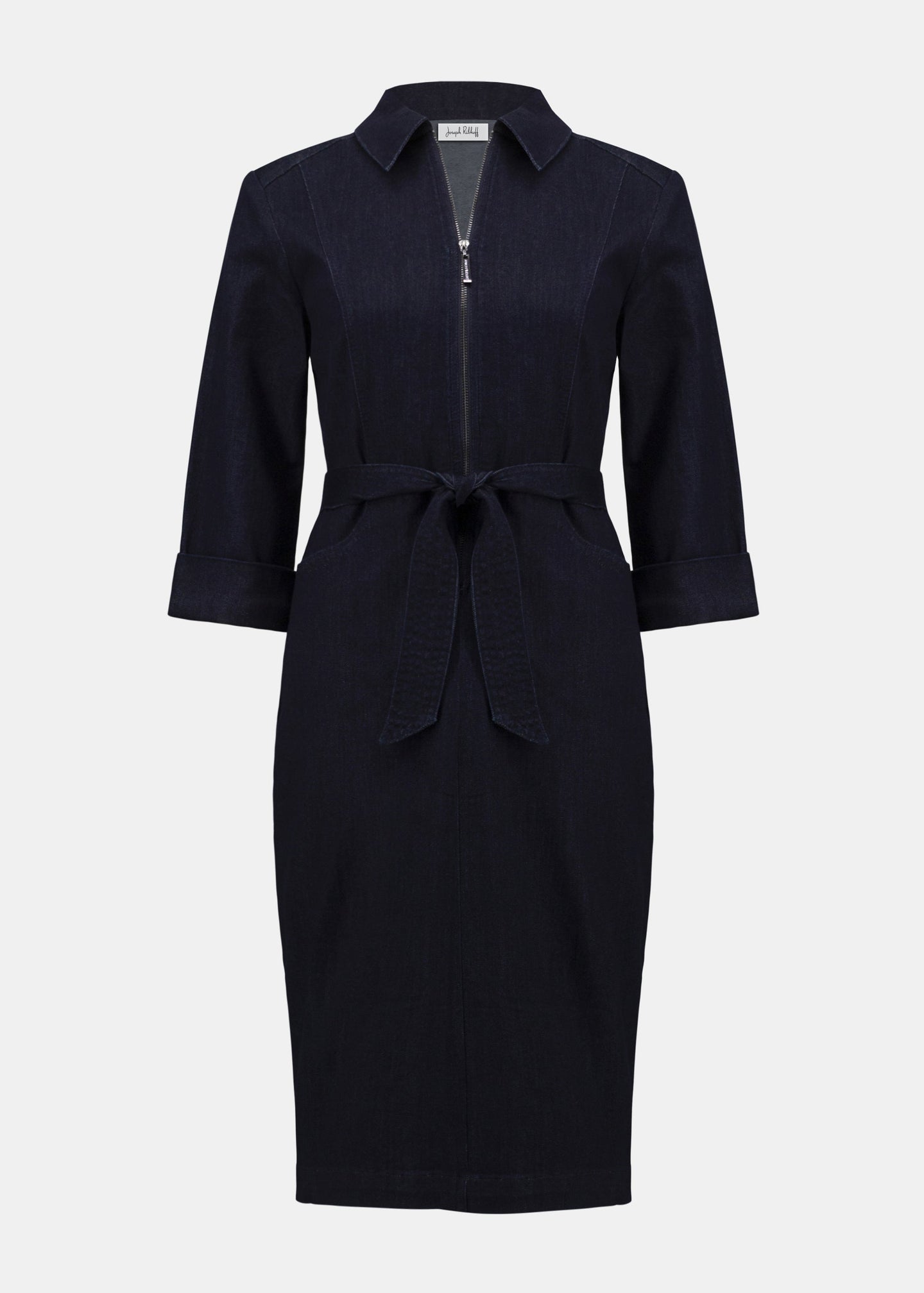 Joseph Ribkoff - Denim Dress With Half Zip and Belt