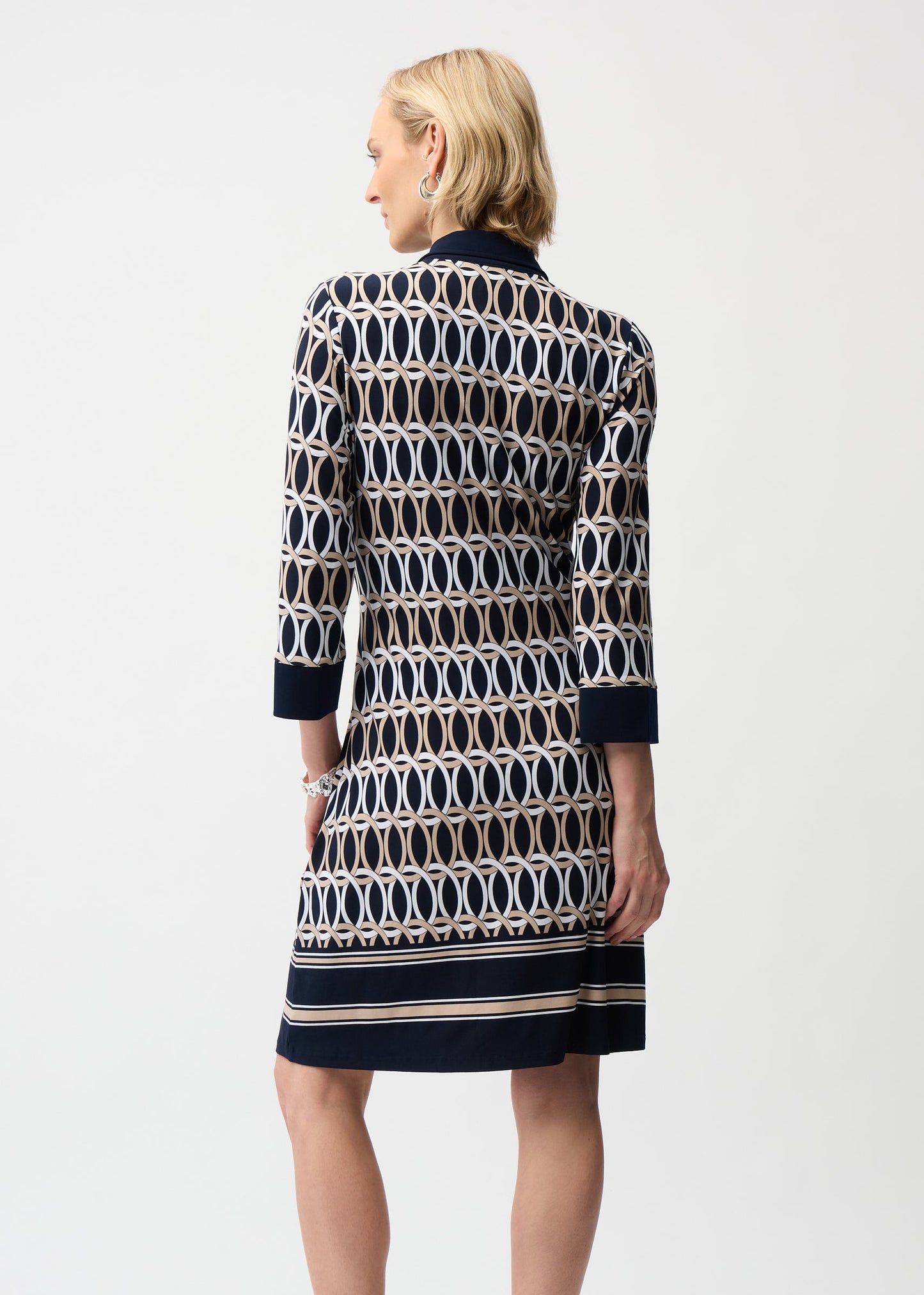 Joseph Ribkoff - Silky Knit Geometric Print A-Line Shirt Dress