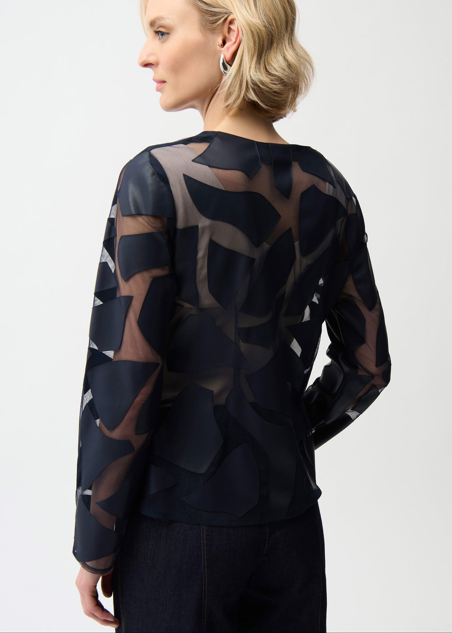 Joseph Ribkoff - Laser Cut Leatherette Giraffe Print Fitted Jacket
