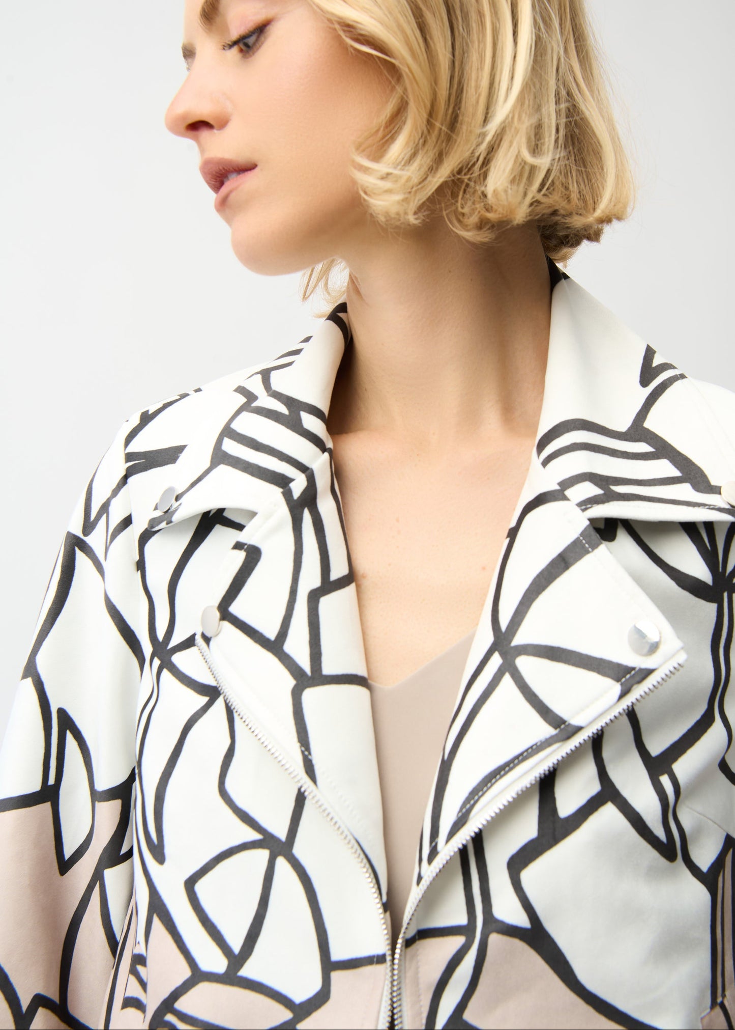 Joseph Ribkoff - Faux Suede Abstract Print Swing Jacket