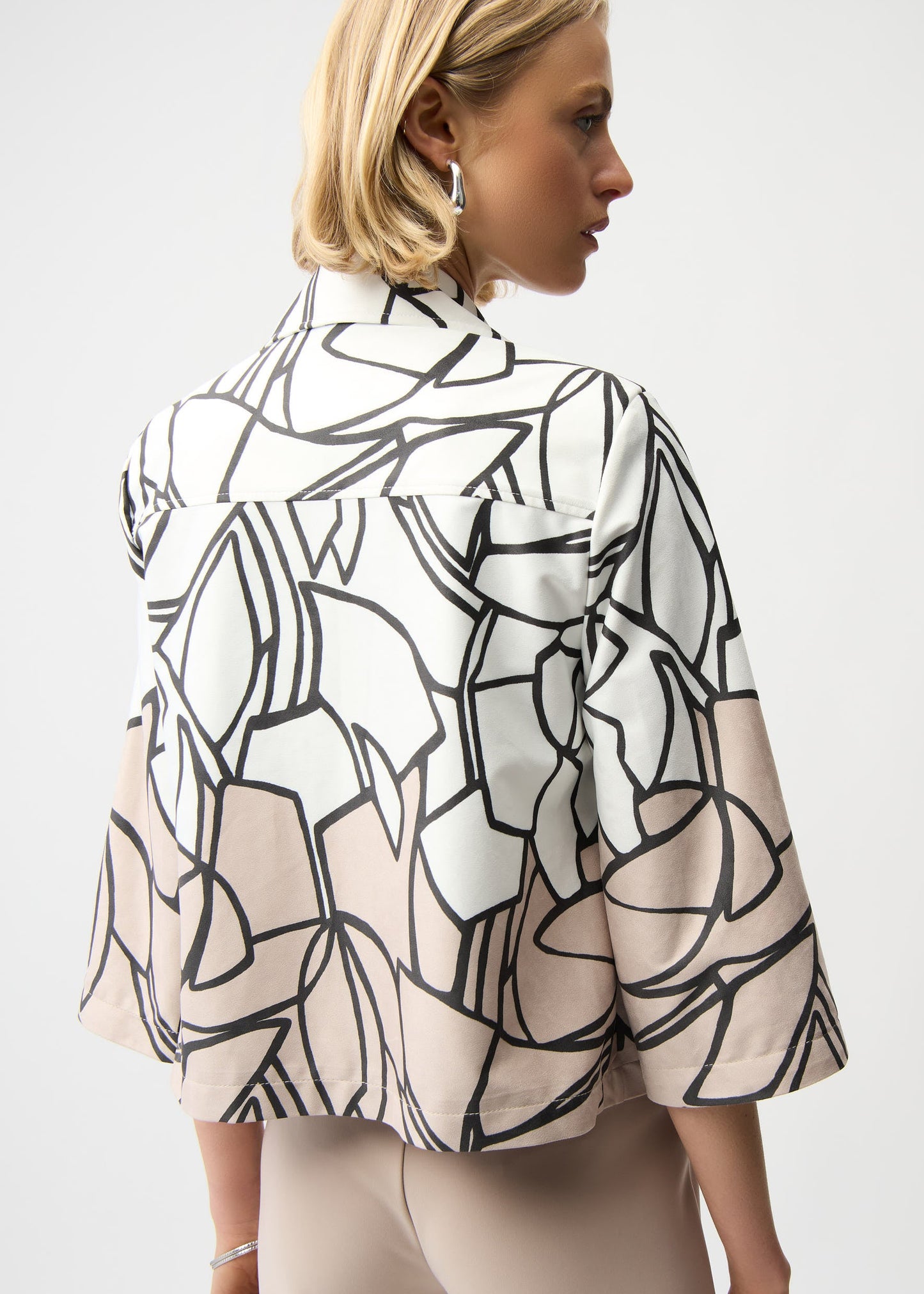 Joseph Ribkoff - Faux Suede Abstract Print Swing Jacket