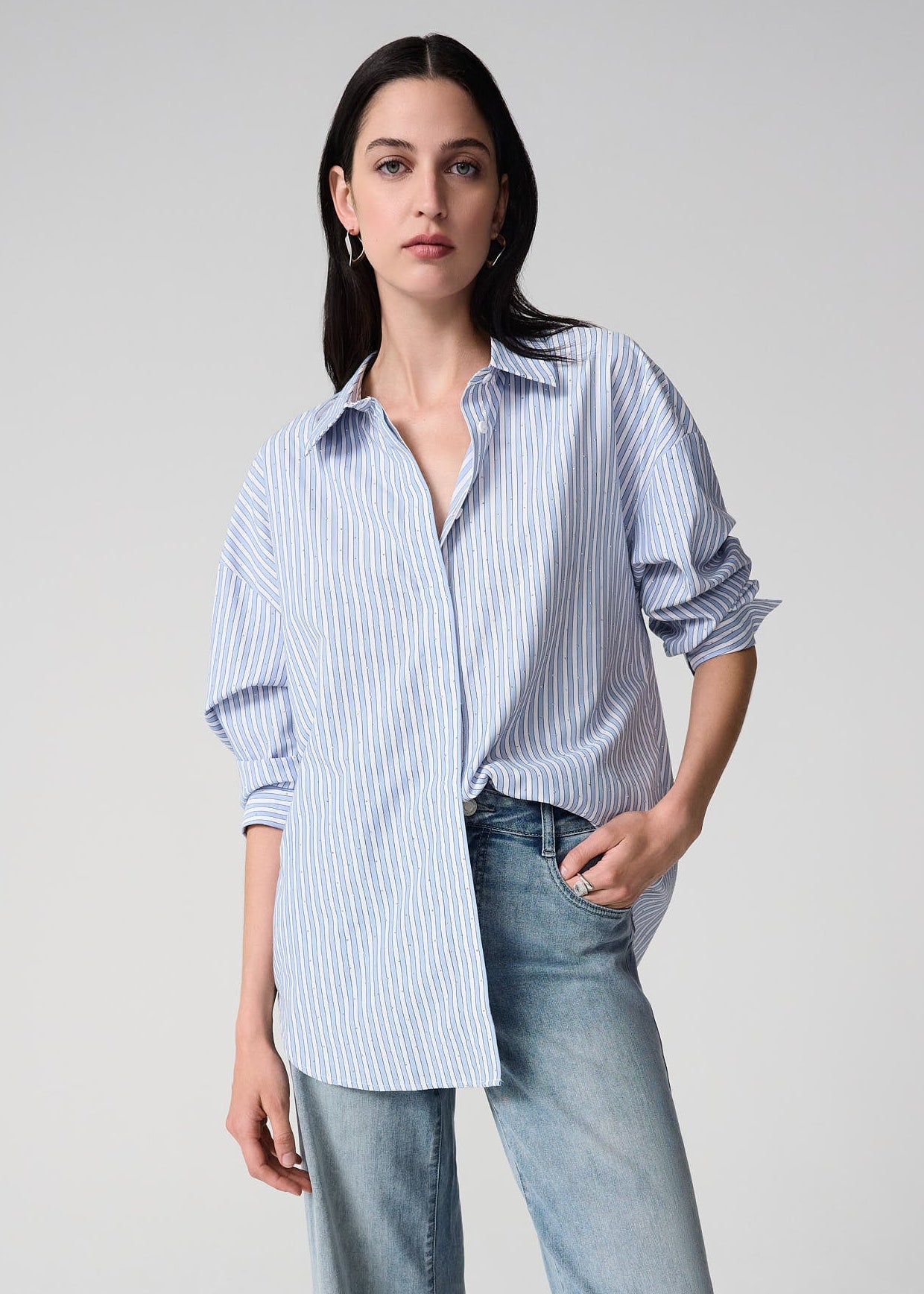 Joseph Ribkoff - Tencel Stripe Print Boxy Blouse