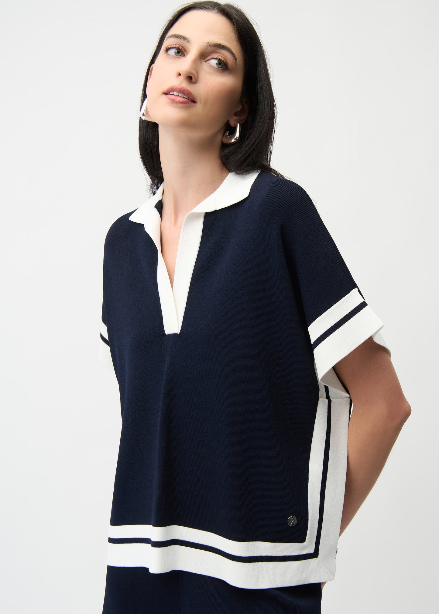 Joseph Ribkoff - Boxy Long Sleeve Sweater With Stripe Detail