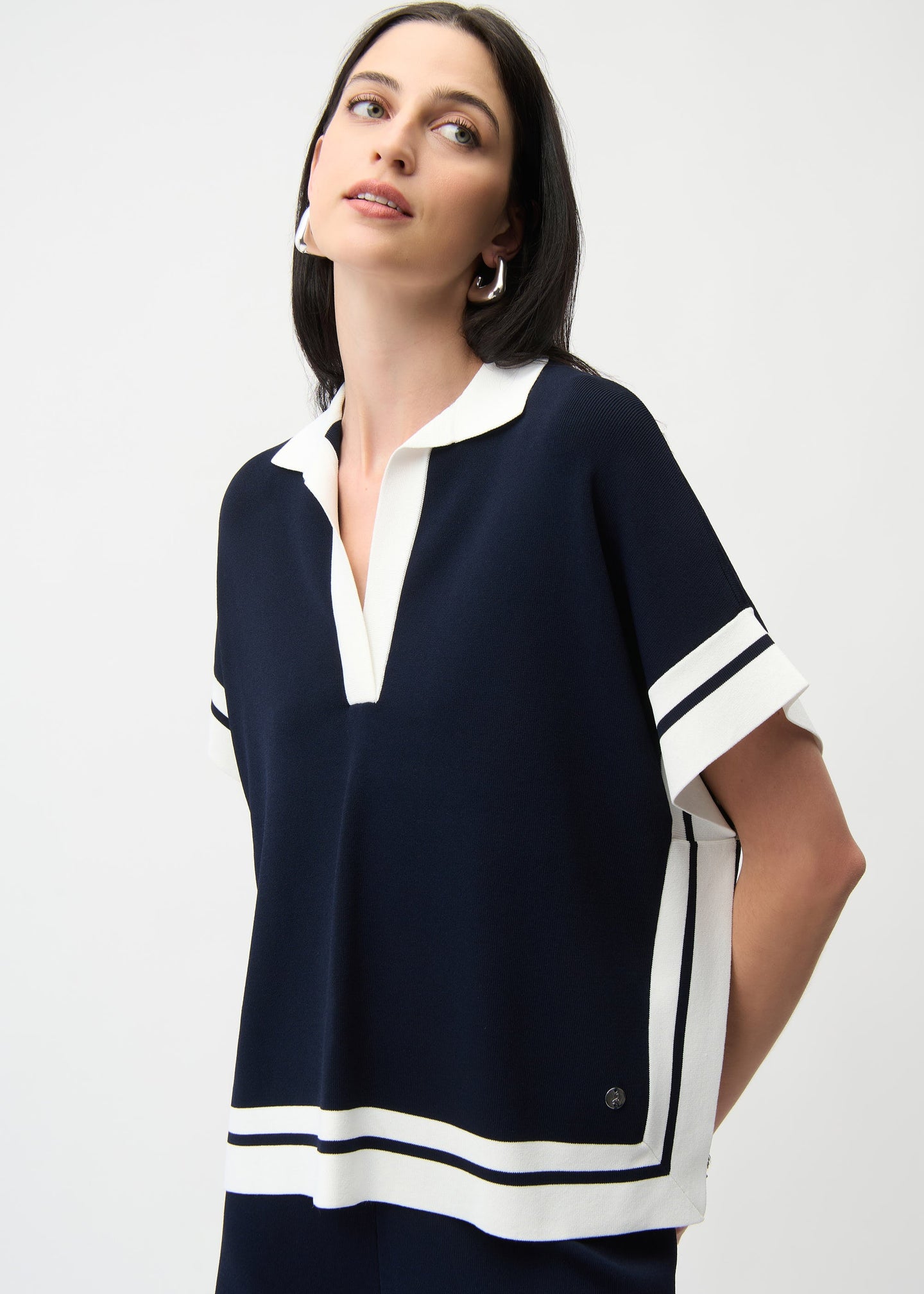 Joseph Ribkoff - Boxy Long Sleeve Sweater With Stripe Detail