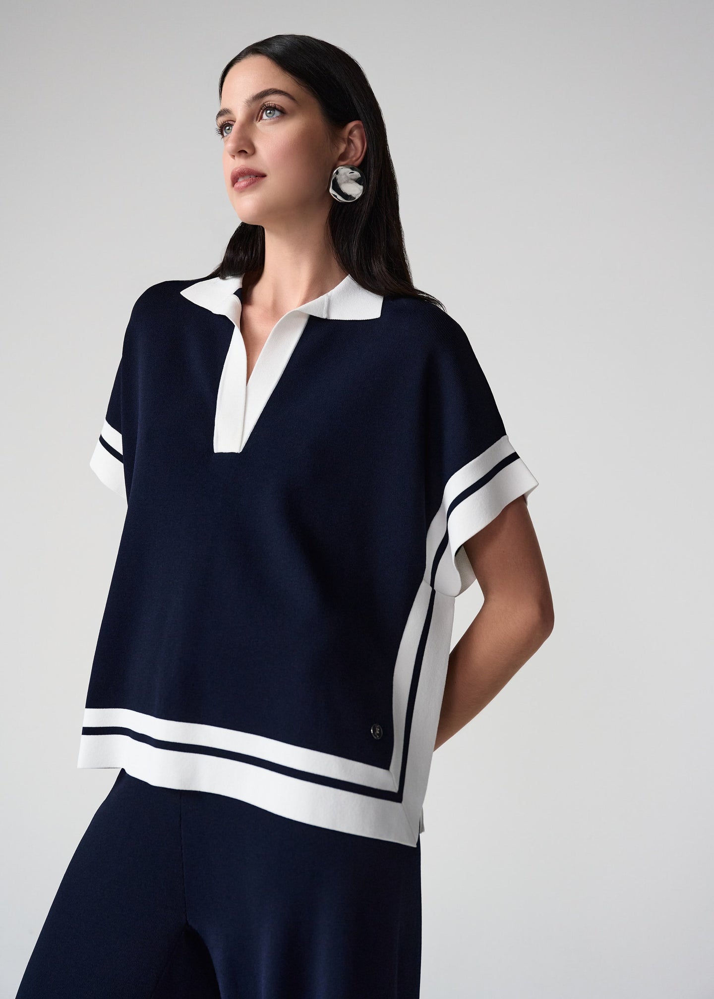 Joseph Ribkoff - Boxy Long Sleeve Sweater With Stripe Detail