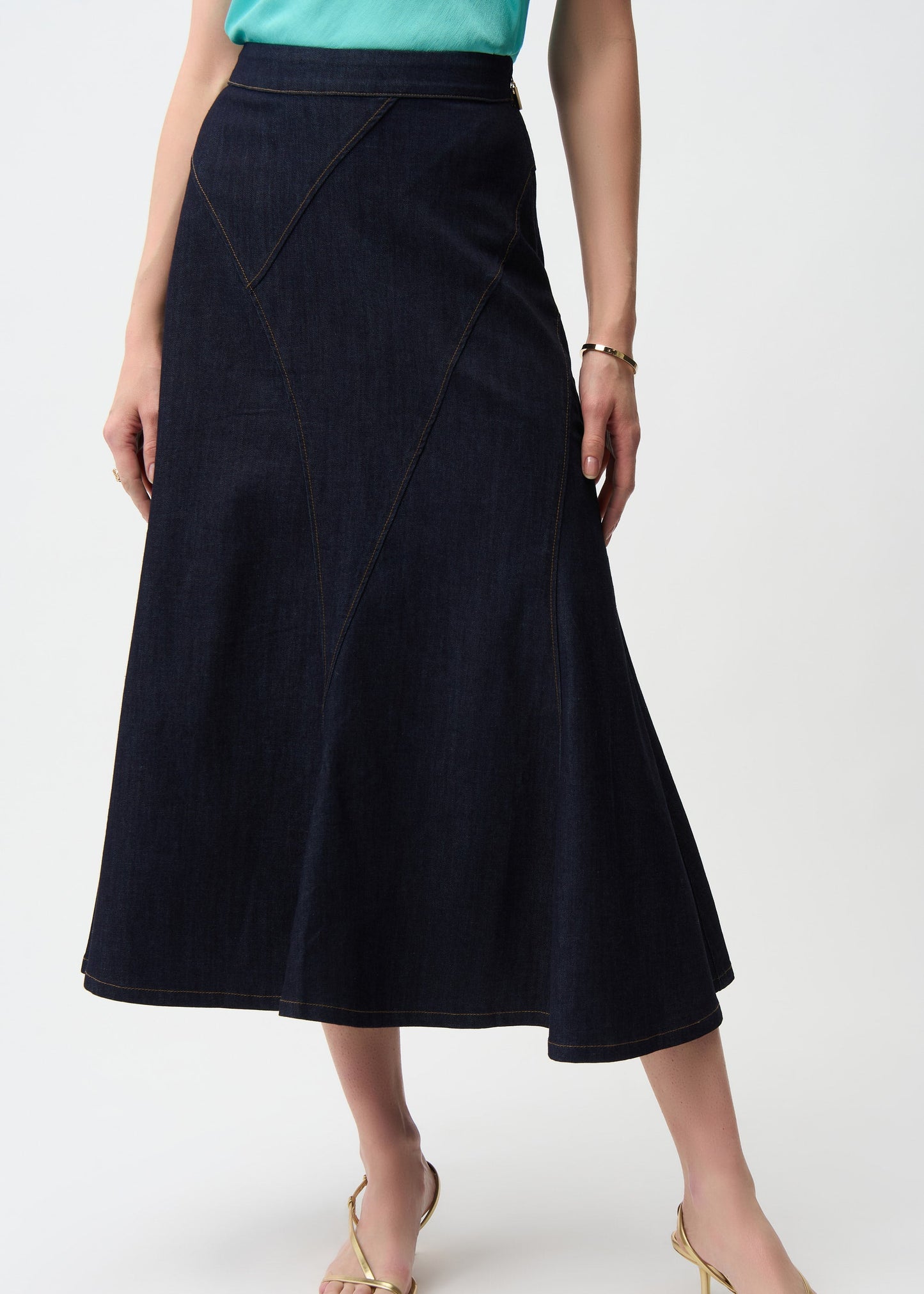 Joseph Ribkoff - Denim Flare Skirt With Exposed Zipper