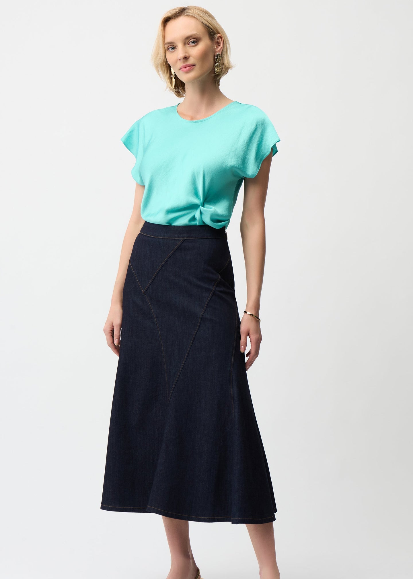Joseph Ribkoff - Denim Flare Skirt With Exposed Zipper