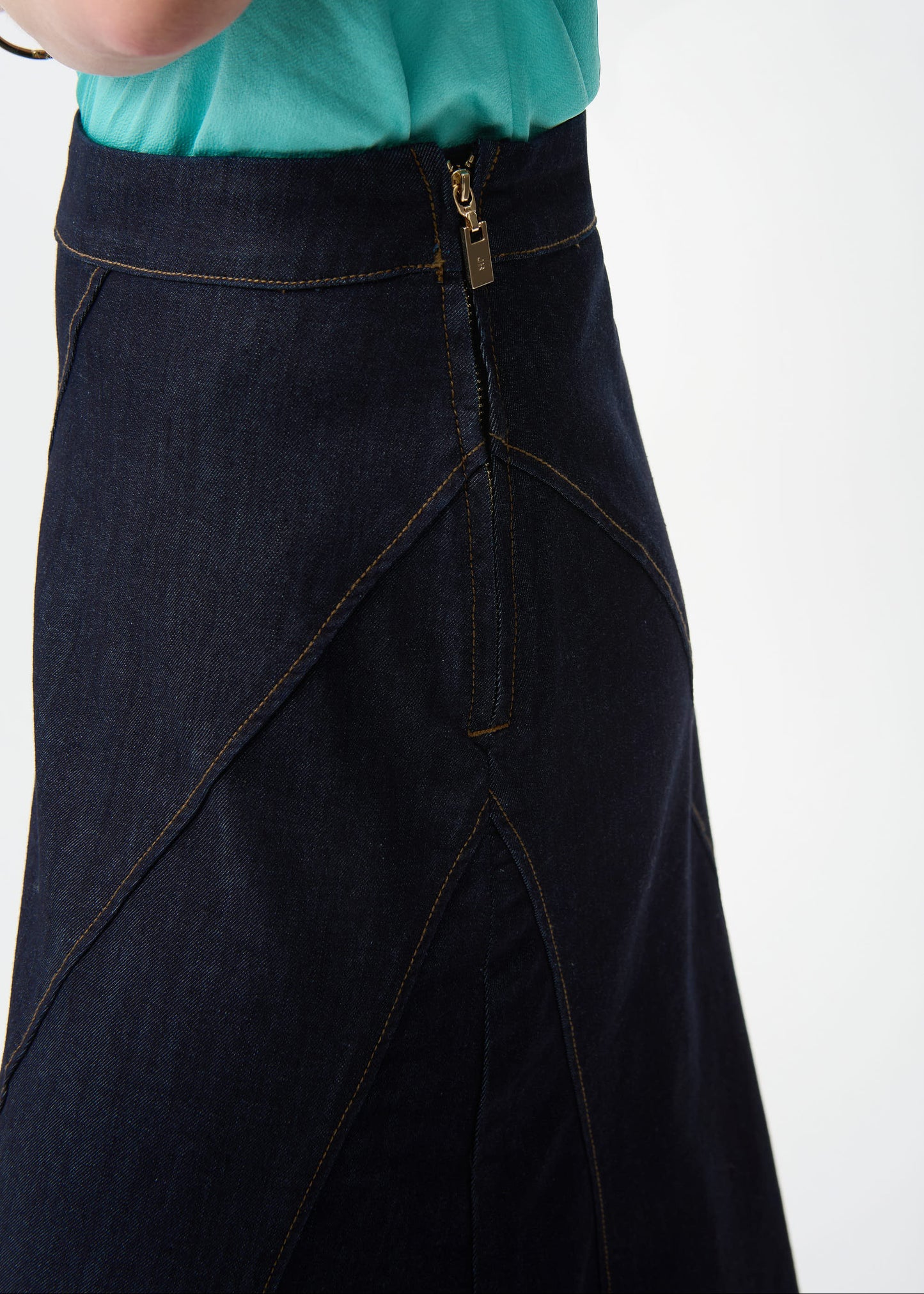 Joseph Ribkoff - Denim Flare Skirt With Exposed Zipper