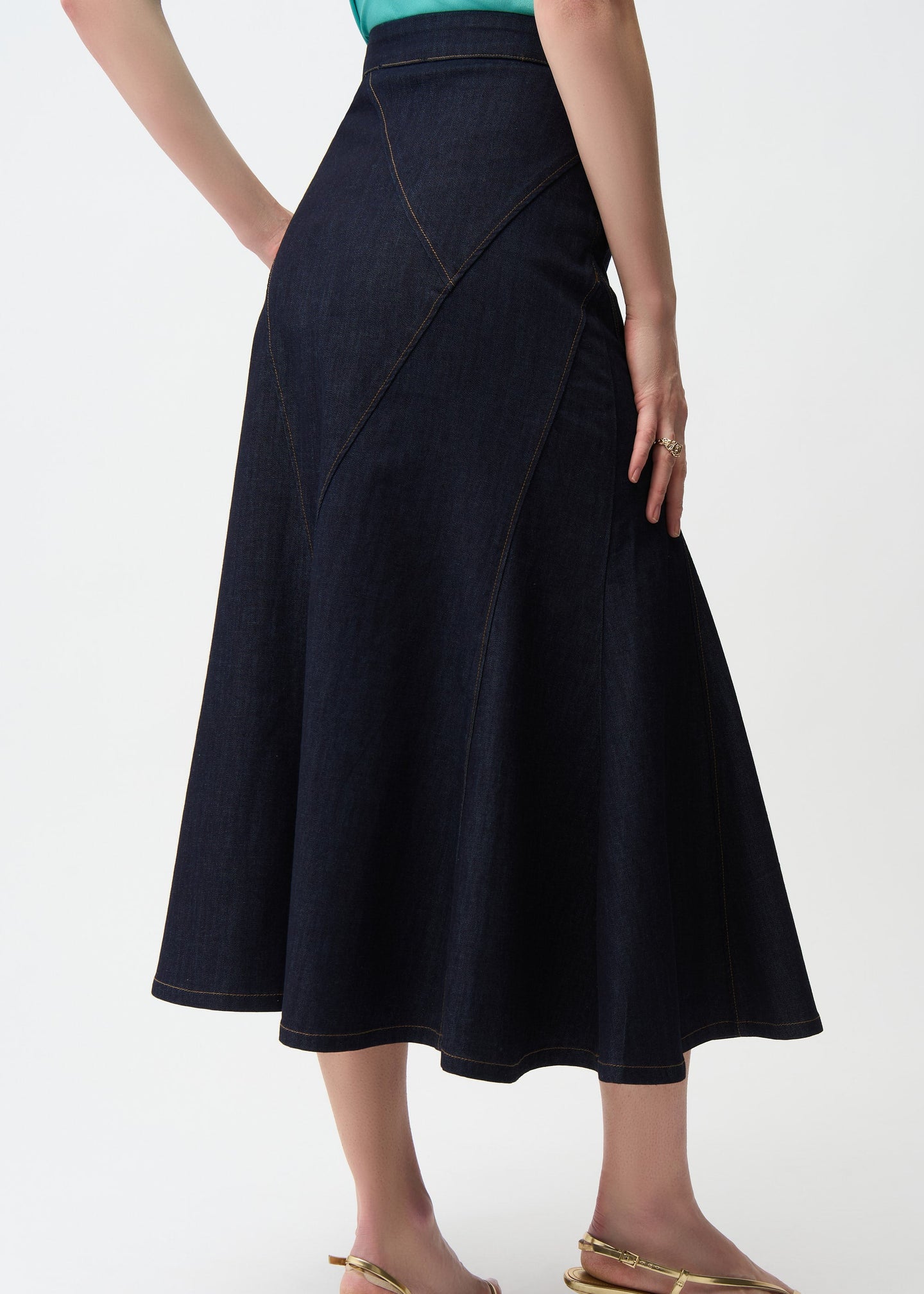 Joseph Ribkoff - Denim Flare Skirt With Exposed Zipper