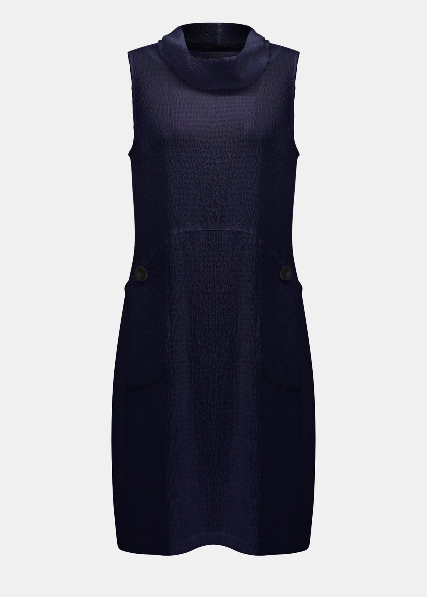 Joseph Ribkoff - Textured Knit Trapeze Dress With Funnel Collar
