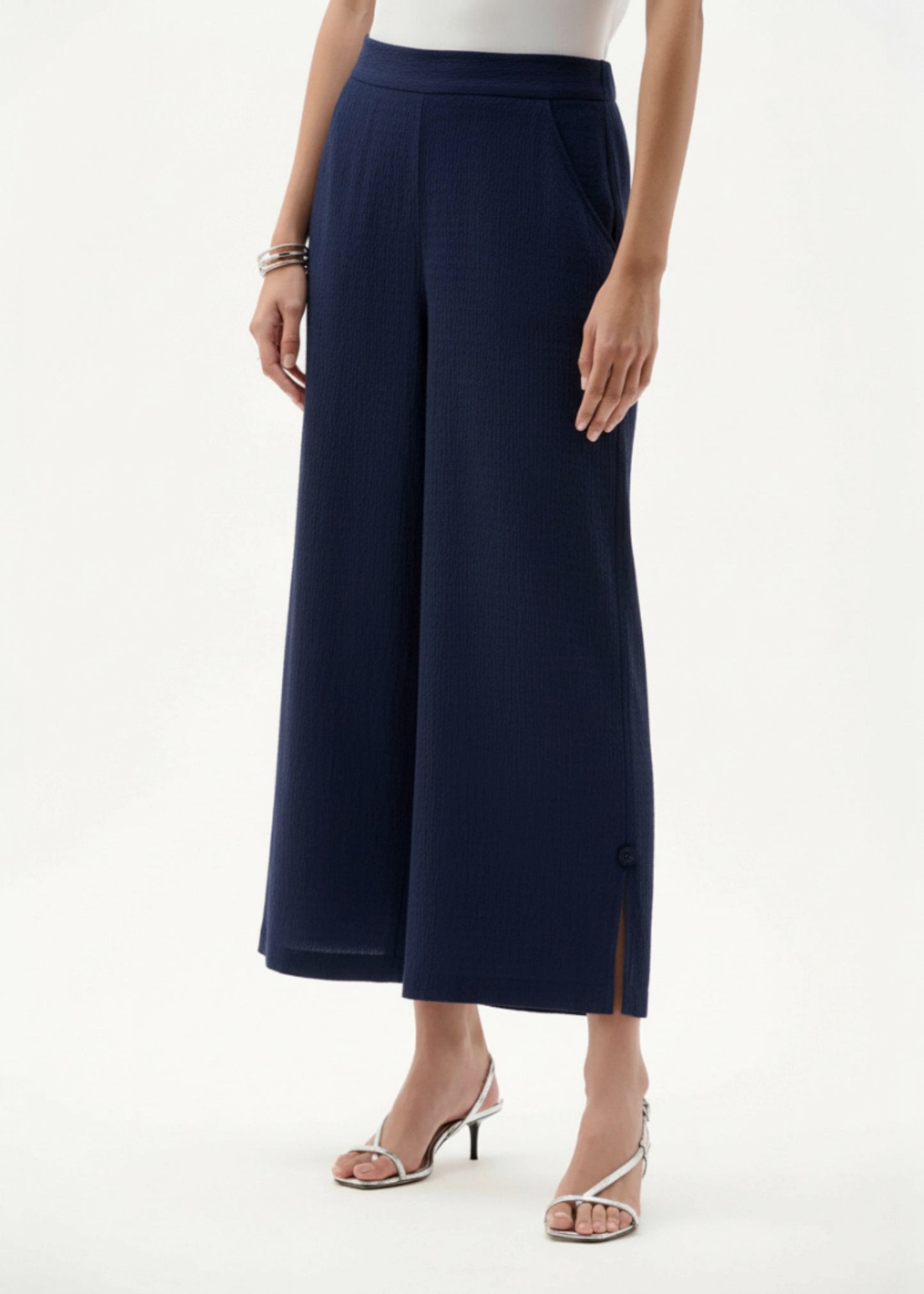 Joseph Ribkoff - Textured Knit Pull-on Culotte Pants