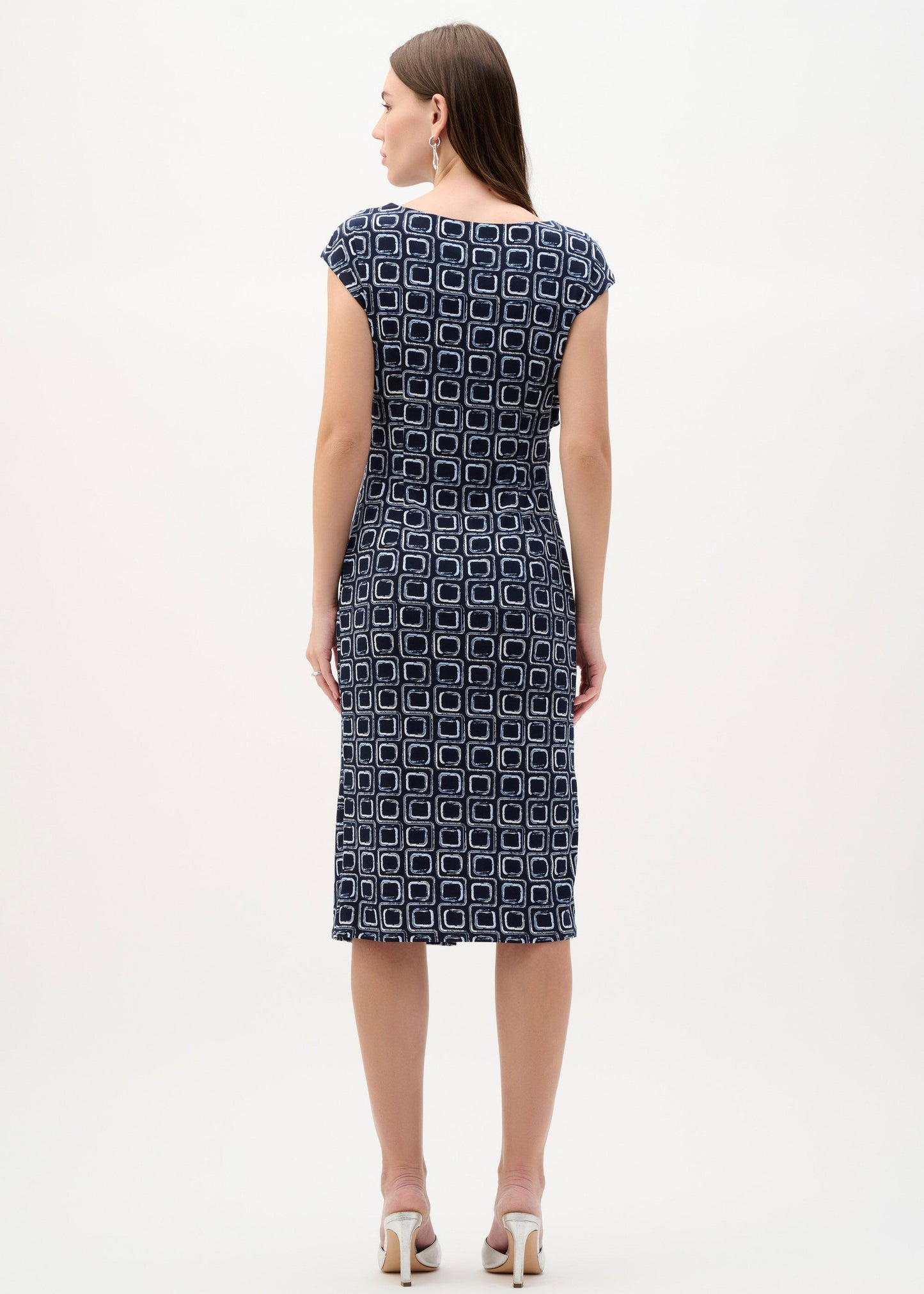 Joseph Ribkoff - Silky Knit Geometric Print Sheath Wrap Dress