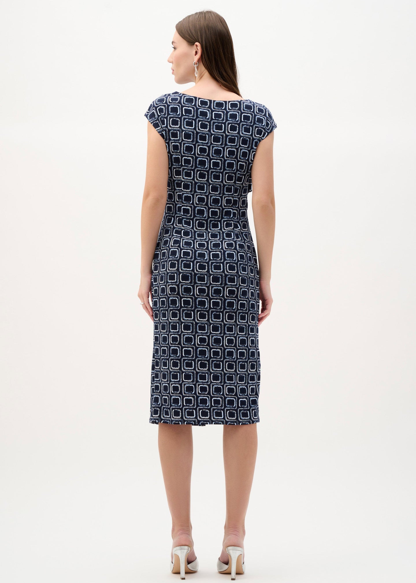 Joseph Ribkoff - Silky Knit Geometric Print Sheath Wrap Dress