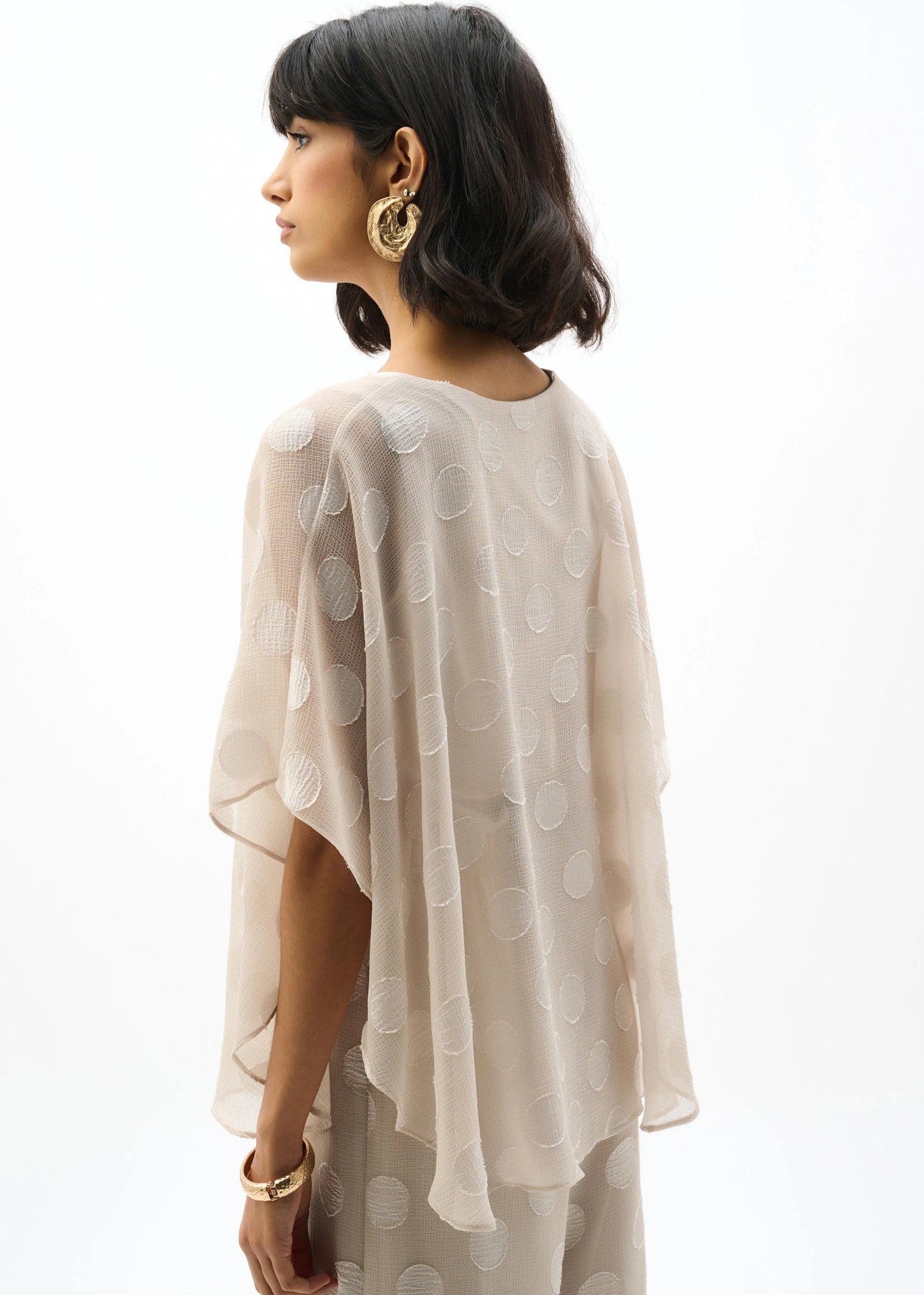 Joseph Ribkoff - Chiffon Jacquard Dot Print Poncho Top