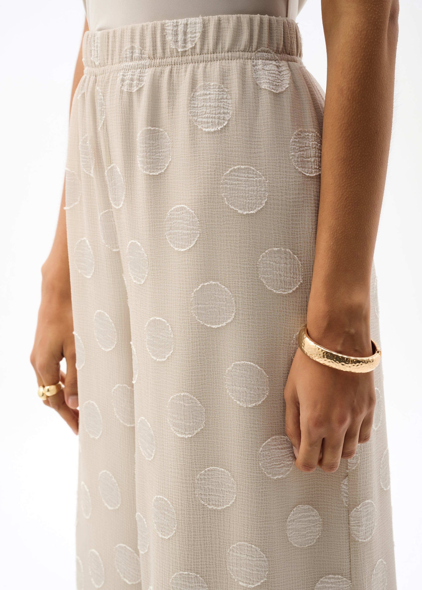 Joseph Ribkoff - Chiffon Jacquard Dot Print Wide Leg Pants