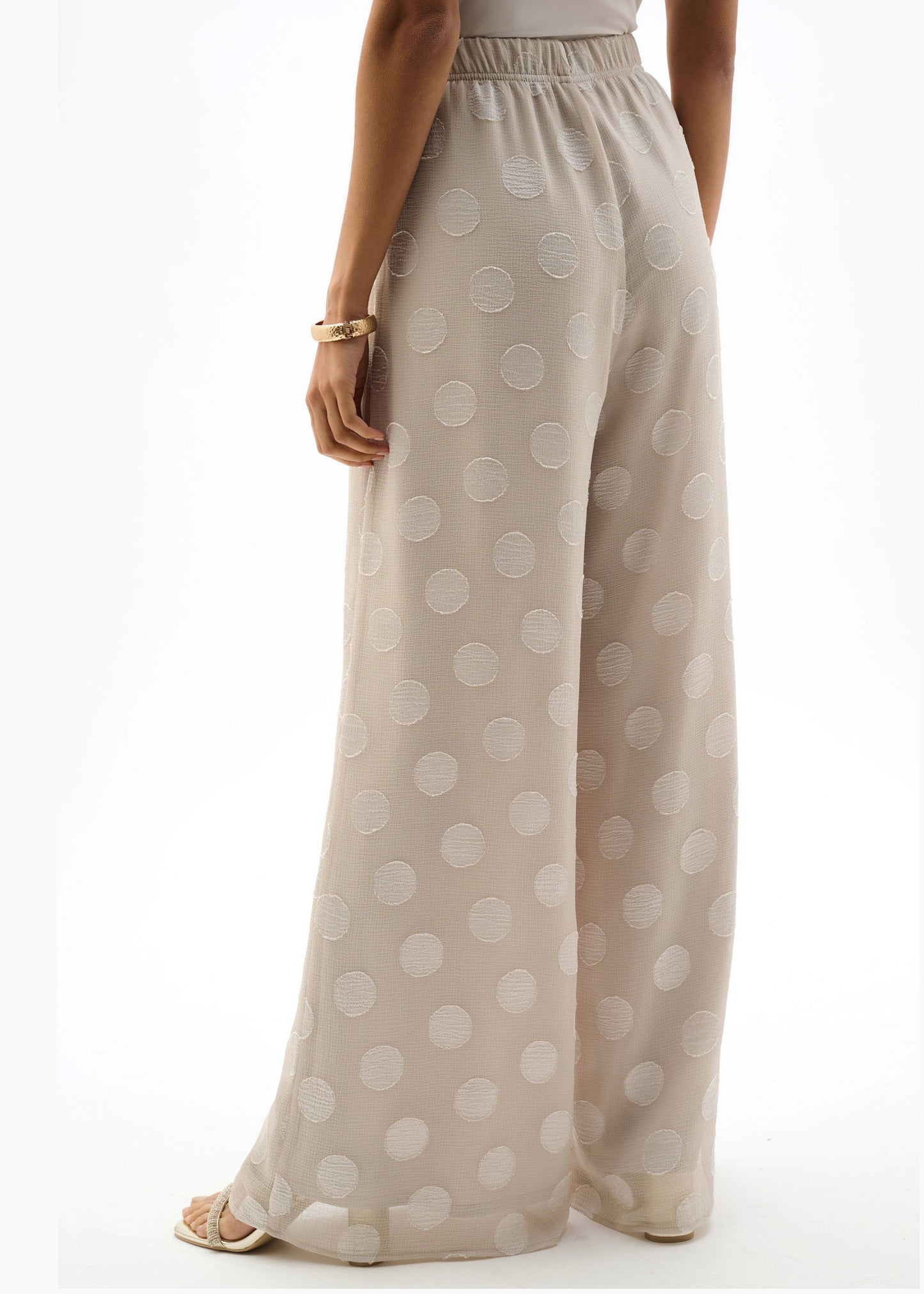 Joseph Ribkoff - Chiffon Jacquard Dot Print Wide Leg Pants