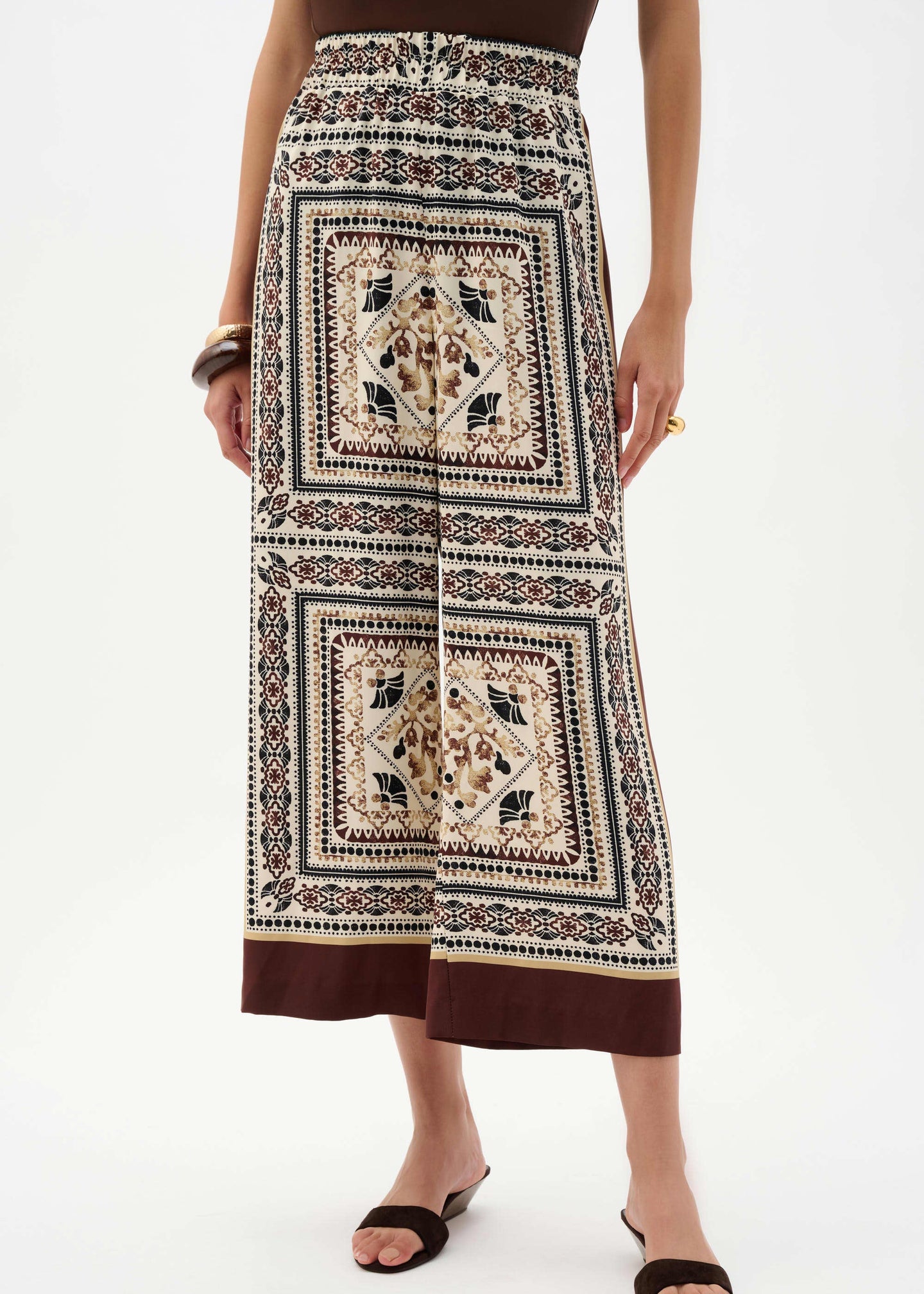 Joseph Ribkoff - Scarf Print Wide-Leg Pull-On Pants