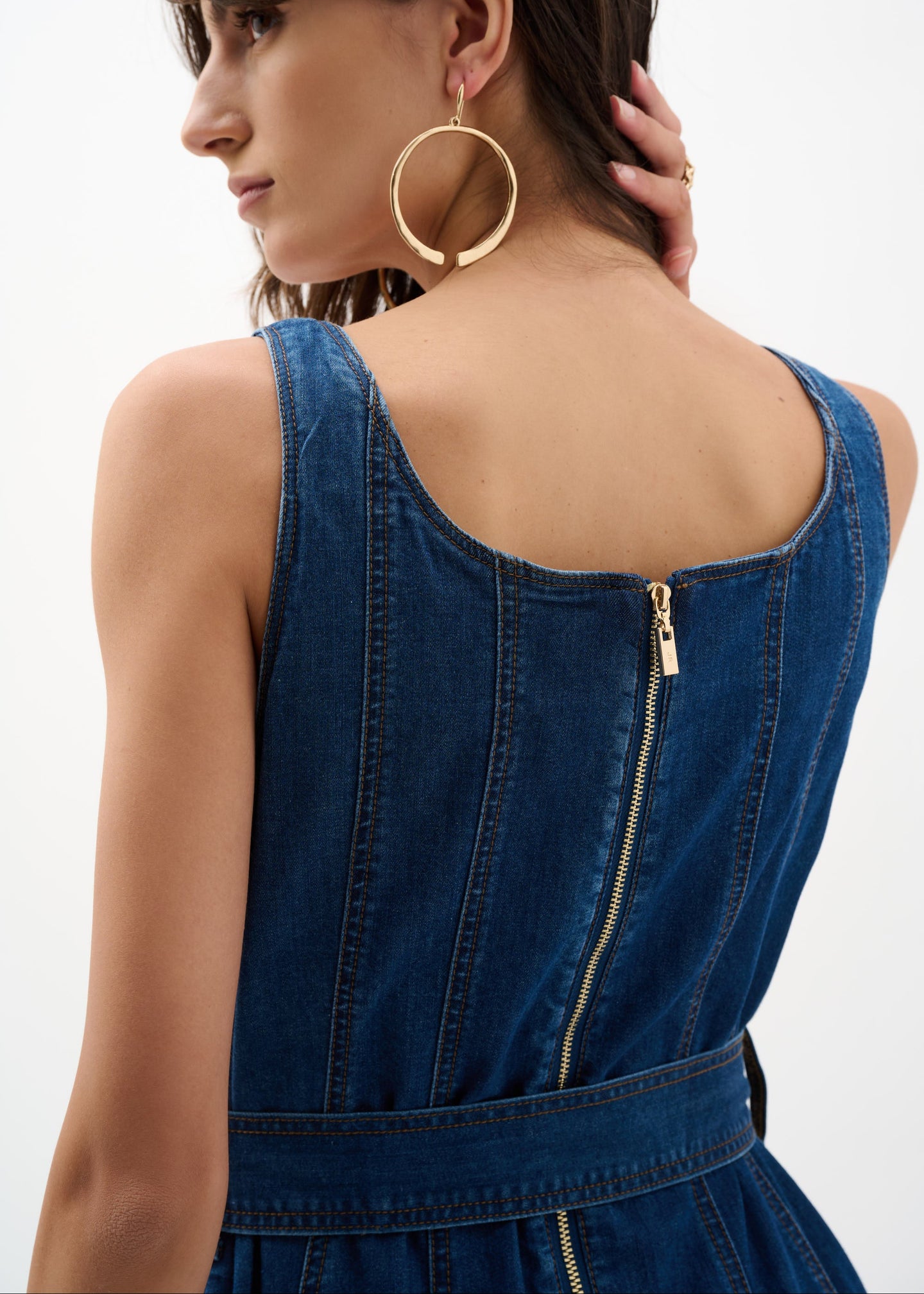 Joseph Ribkoff - Denim Fit And Flare Midi Dress With Belt