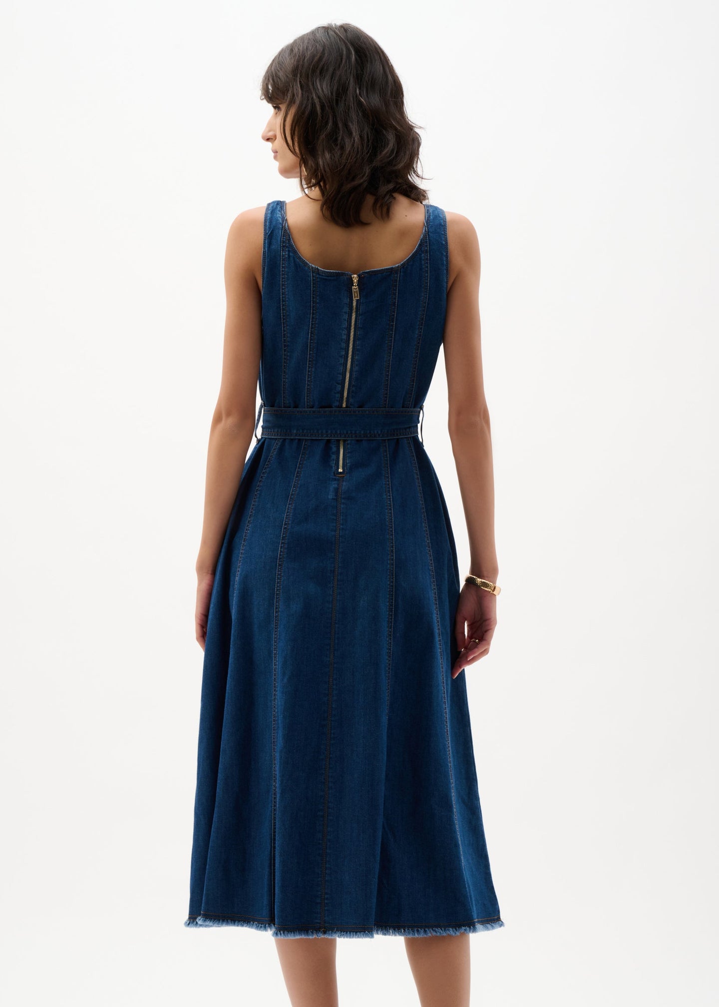 Joseph Ribkoff - Denim Fit And Flare Midi Dress With Belt