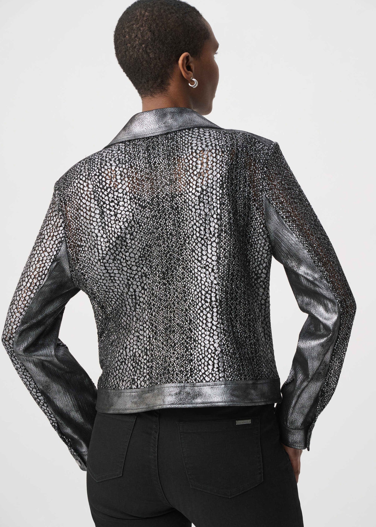 Joseph Ribkoff - Foiled Faux Suede Moto Jacket