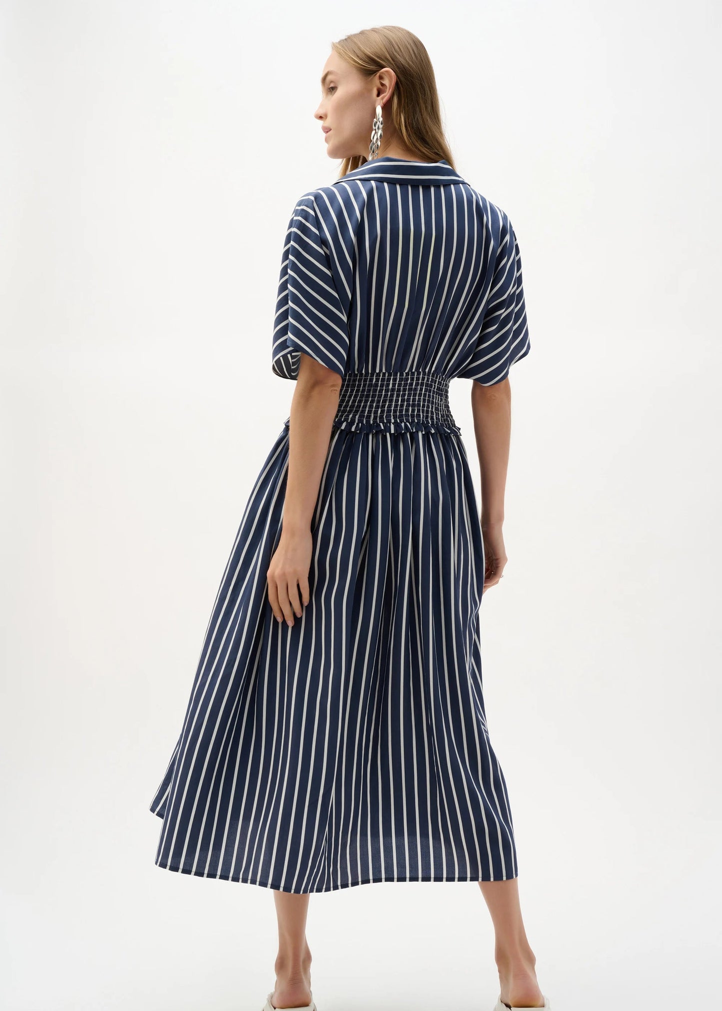 Joseph Ribkoff - Flowy Poplin Stripe Print Fit And Flare Dress