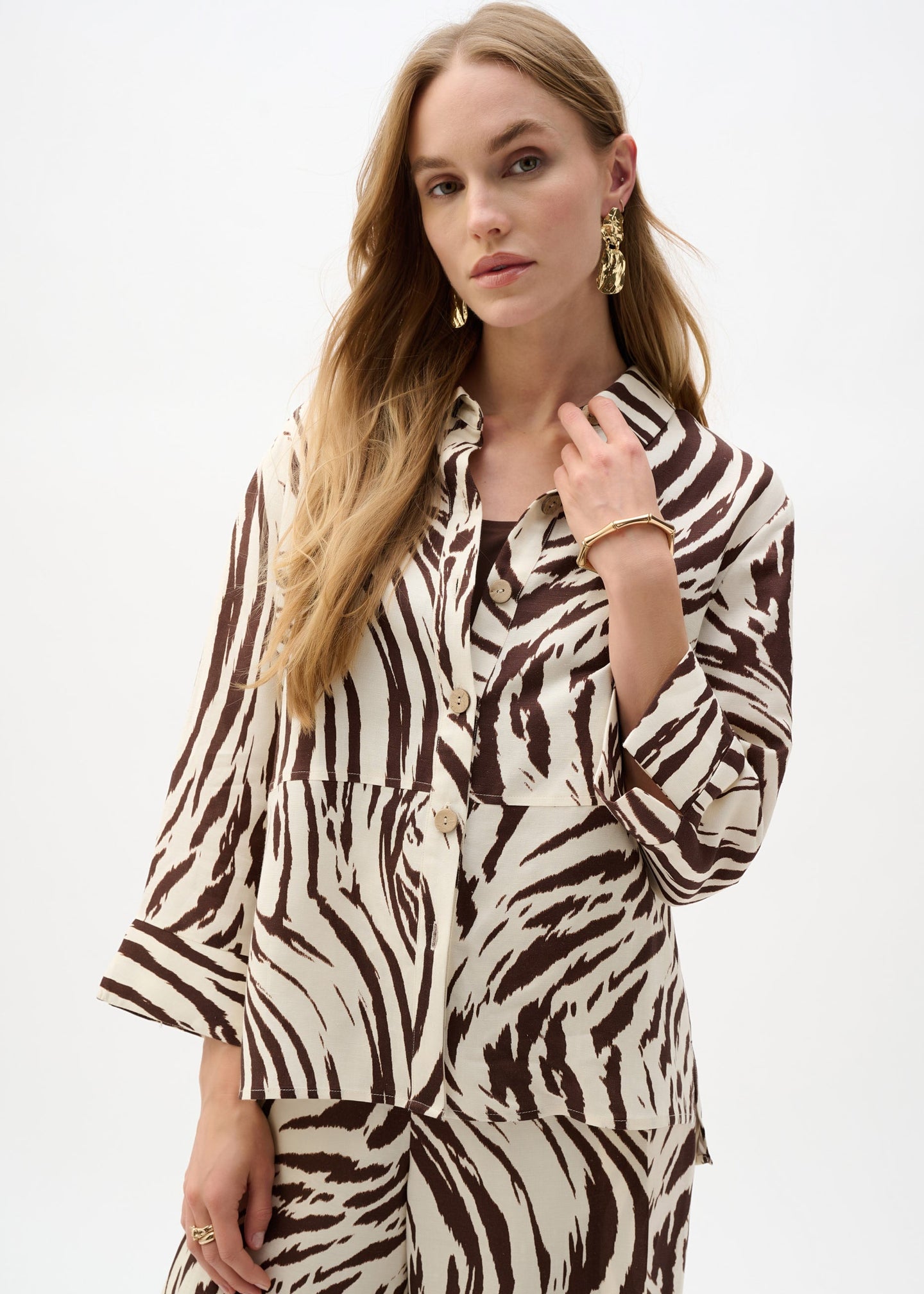 Joseph Ribkoff - Linen Blend Animal Print A-Line Blouse