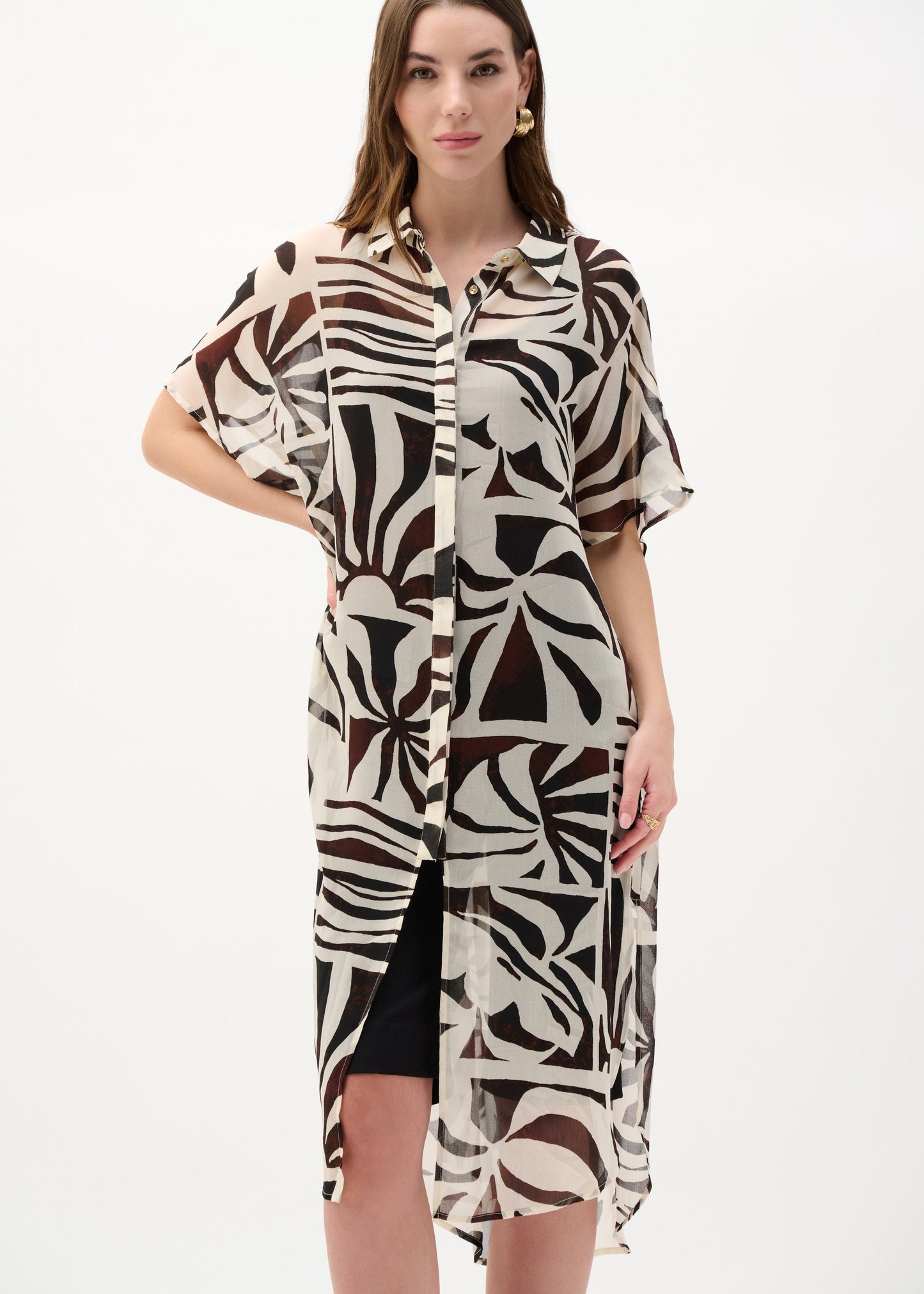 Joseph Ribkoff - Chiffon Tropical Print Straight Blouse