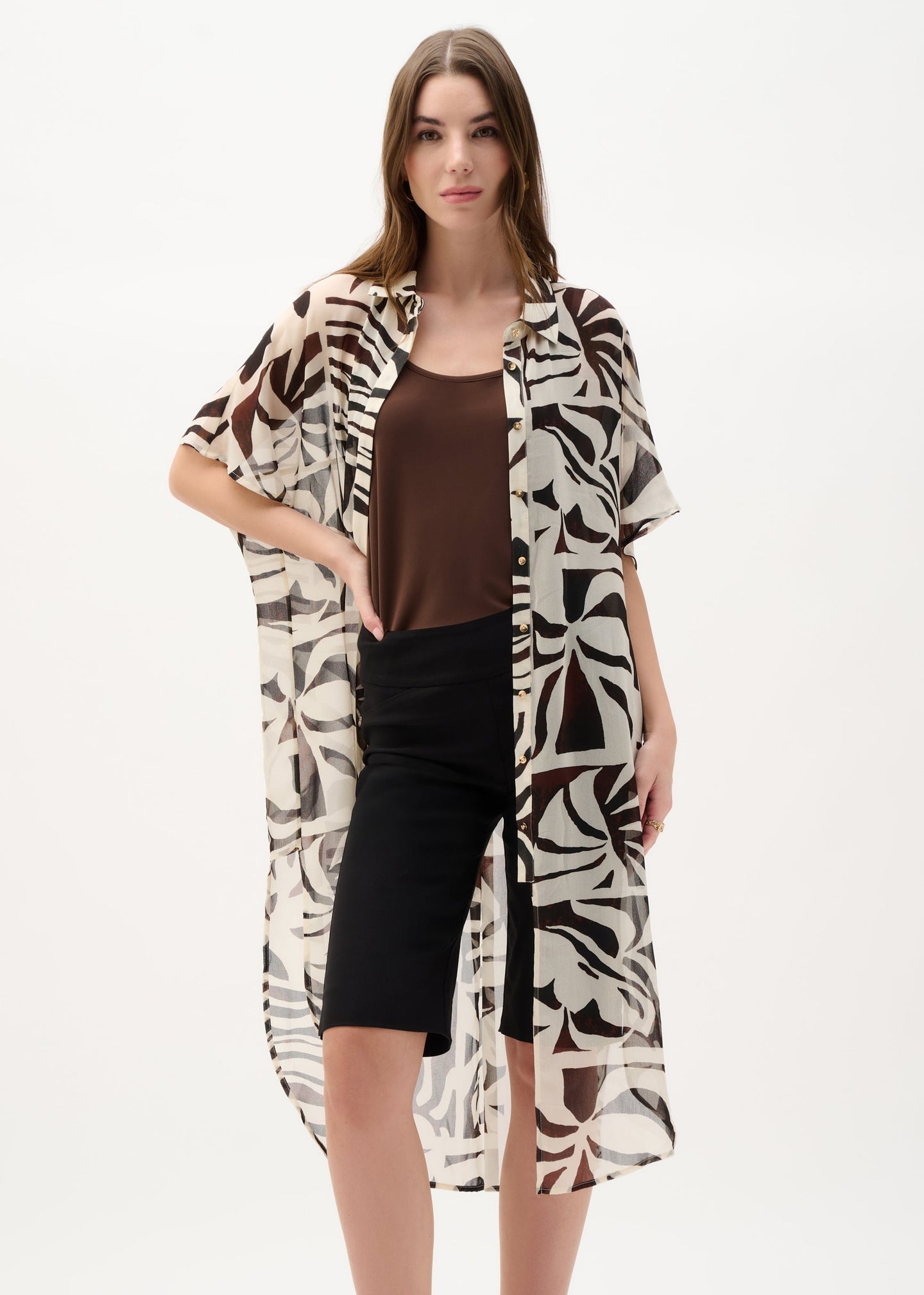 Joseph Ribkoff - Chiffon Tropical Print Straight Blouse