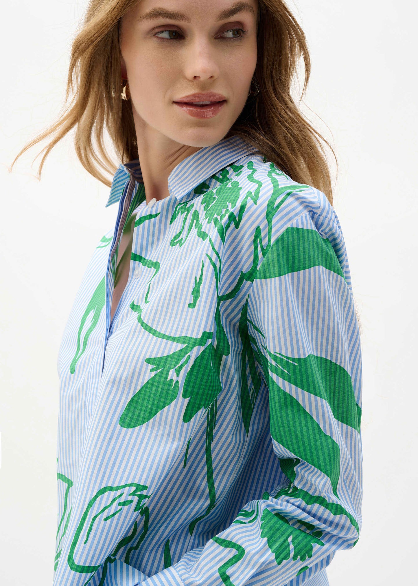 Joseph Ribkoff - Cotton Stripe Floral Print Boxy Blouse