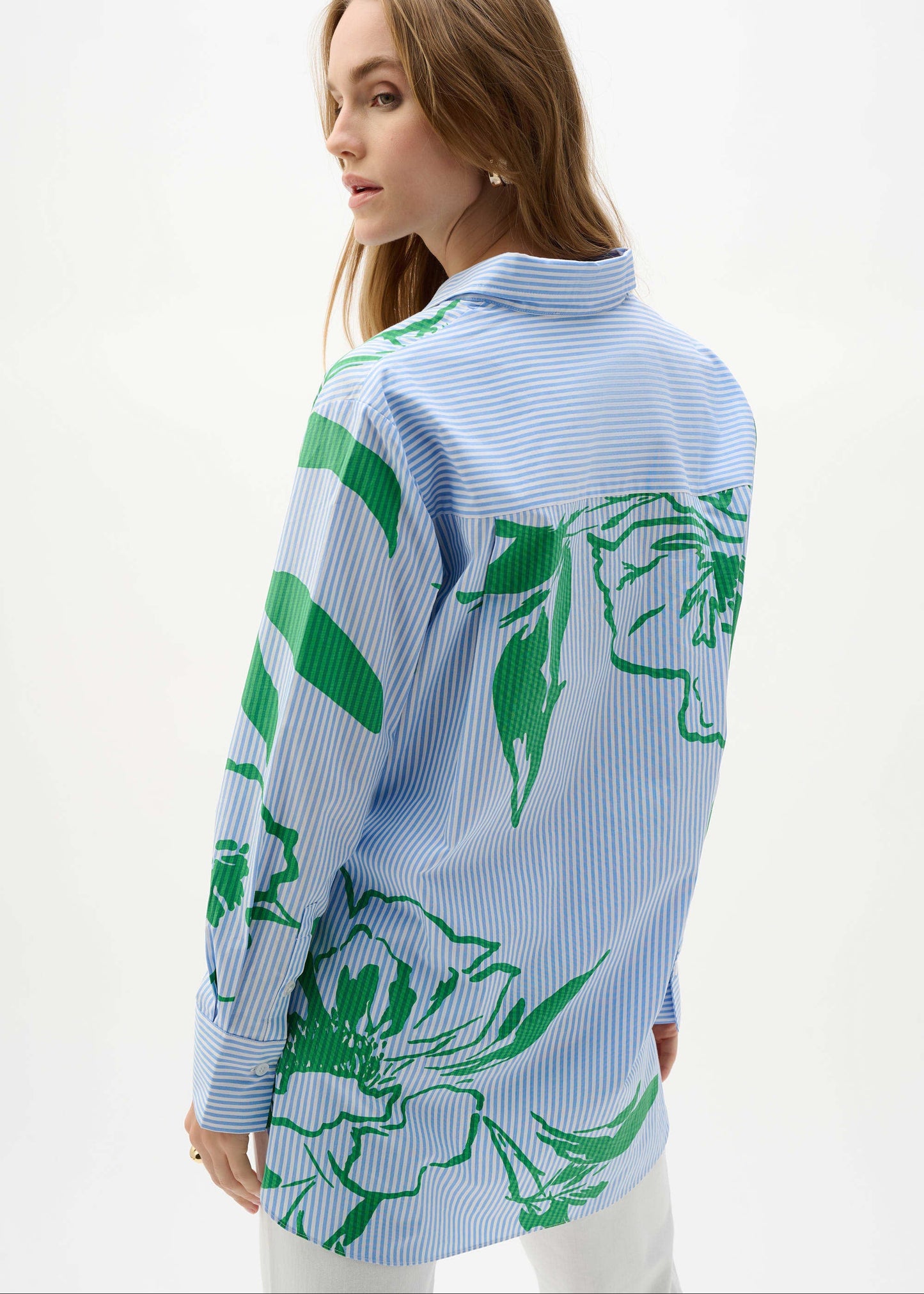 Joseph Ribkoff - Cotton Stripe Floral Print Boxy Blouse