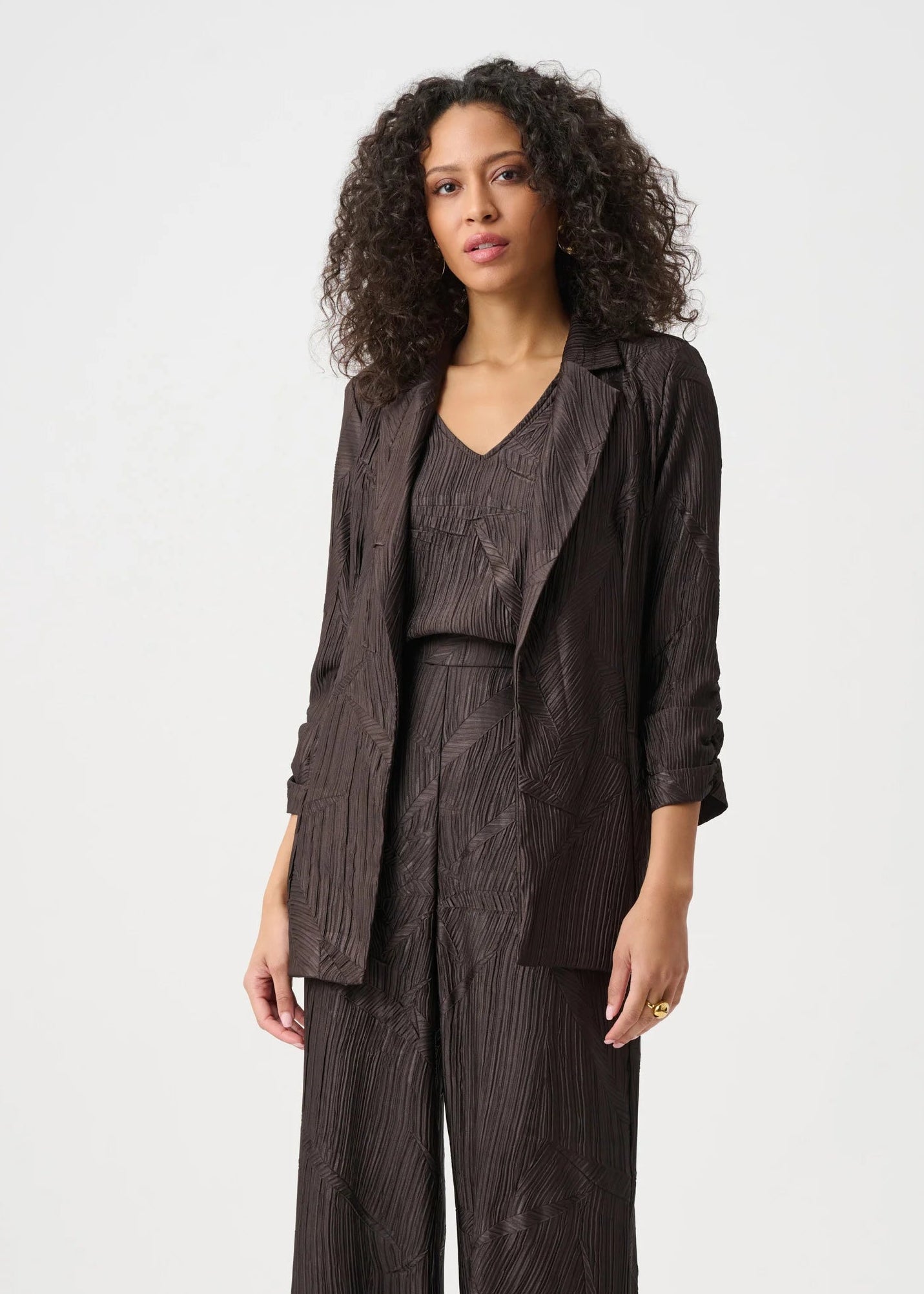 Joseph Ribkoff - Pleated Satin Open Blazer