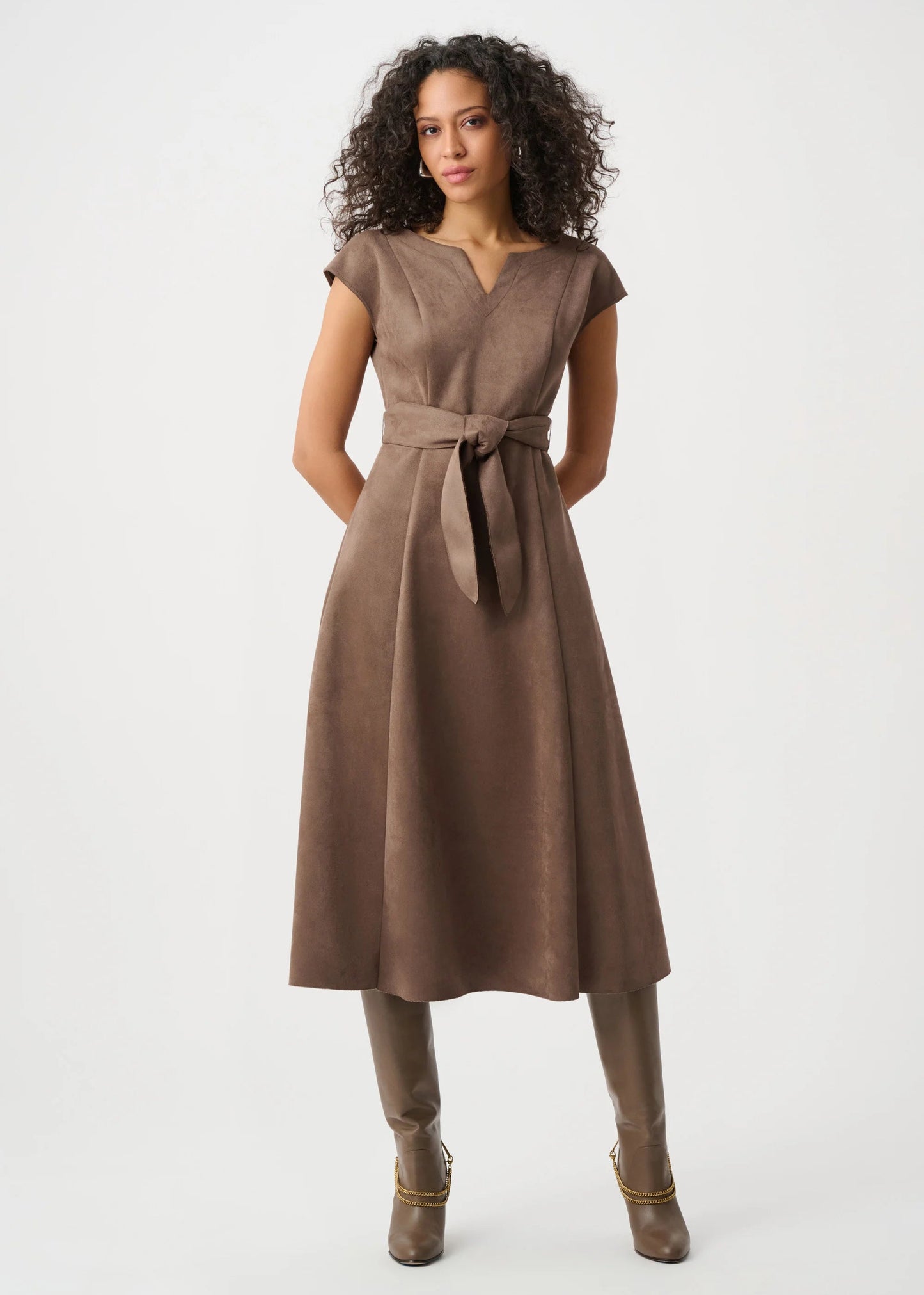 Joseph Ribkoff - Scuba Suede Fit-and-Flare Dress