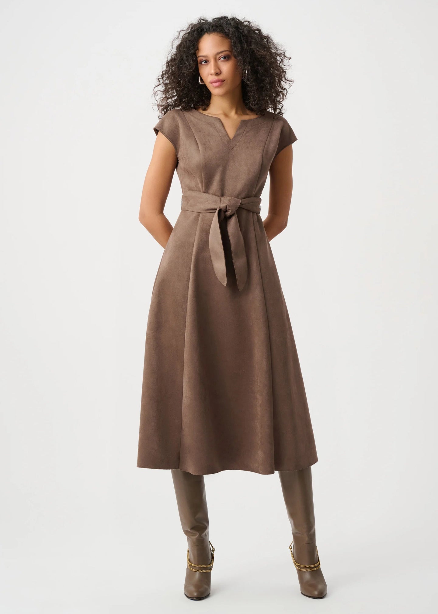 Joseph Ribkoff - Scuba Suede Fit-and-Flare Dress