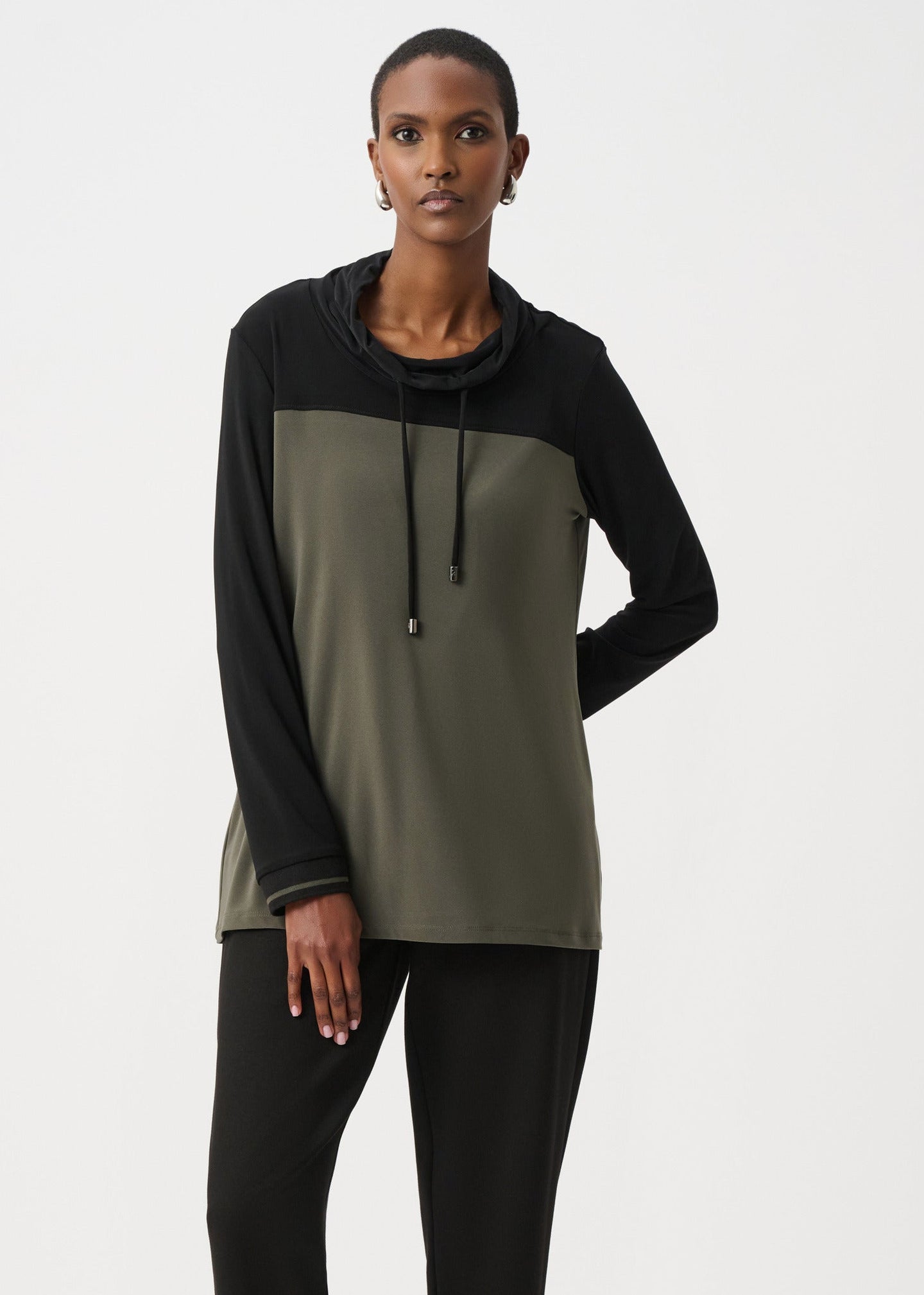 Joseph Ribkoff - Silky Knit Color Block Funnel-Neck Tunic