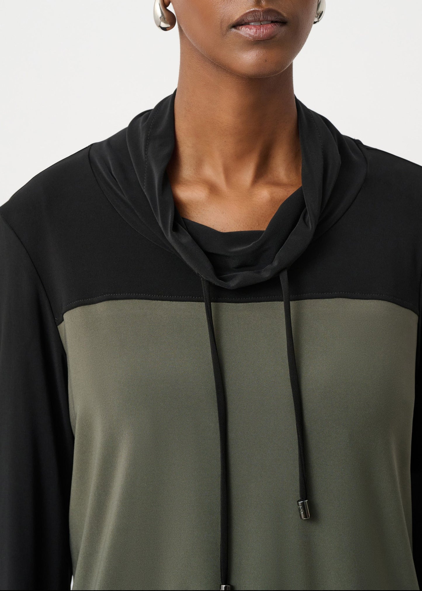 Joseph Ribkoff - Silky Knit Color Block Funnel-Neck Tunic