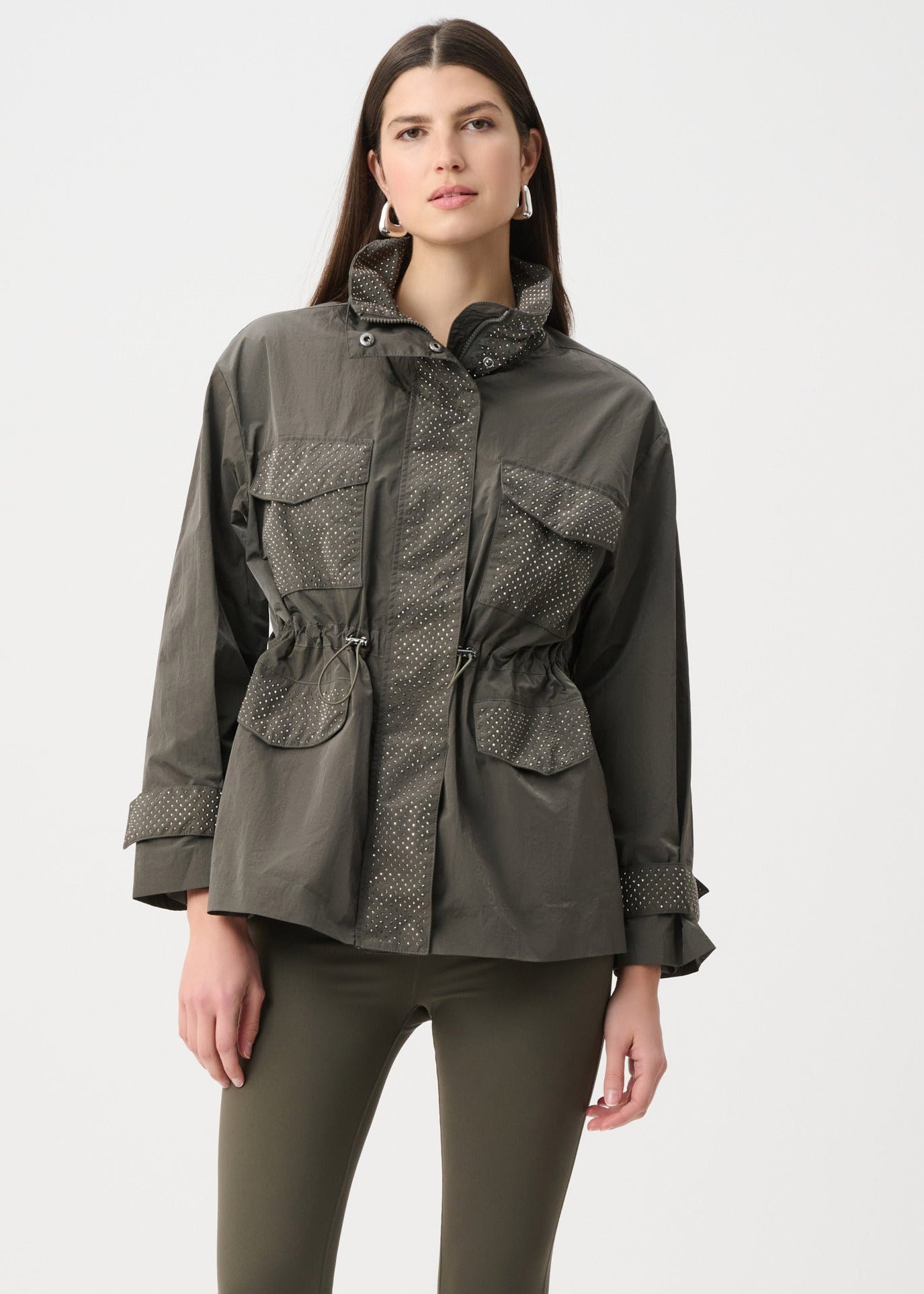 Joseph Ribkoff - Nylon Mock-Neck Embellished Jacket