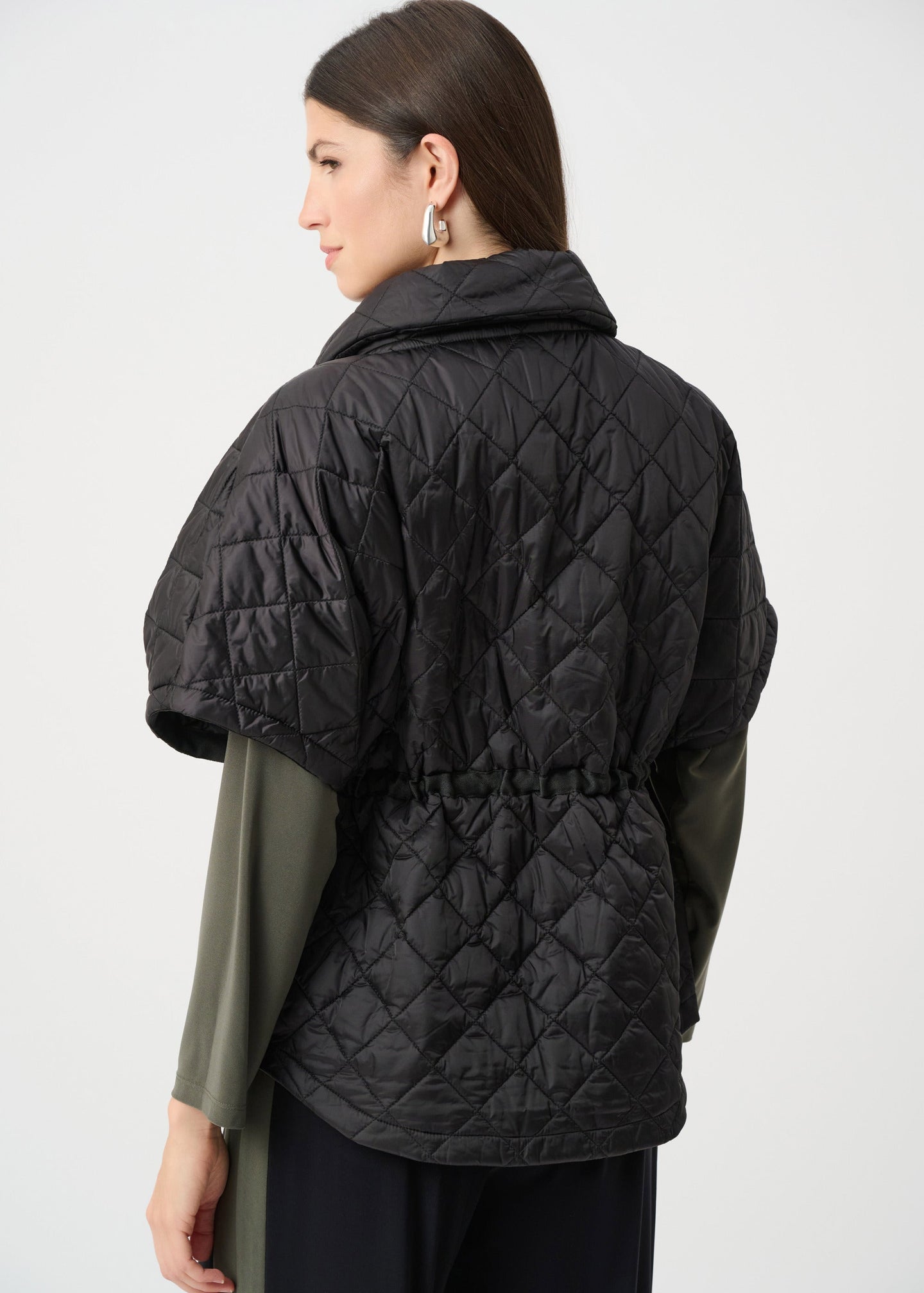 Joseph Ribkoff - Quilted Nylon Shawl-Neck Boxy Vest