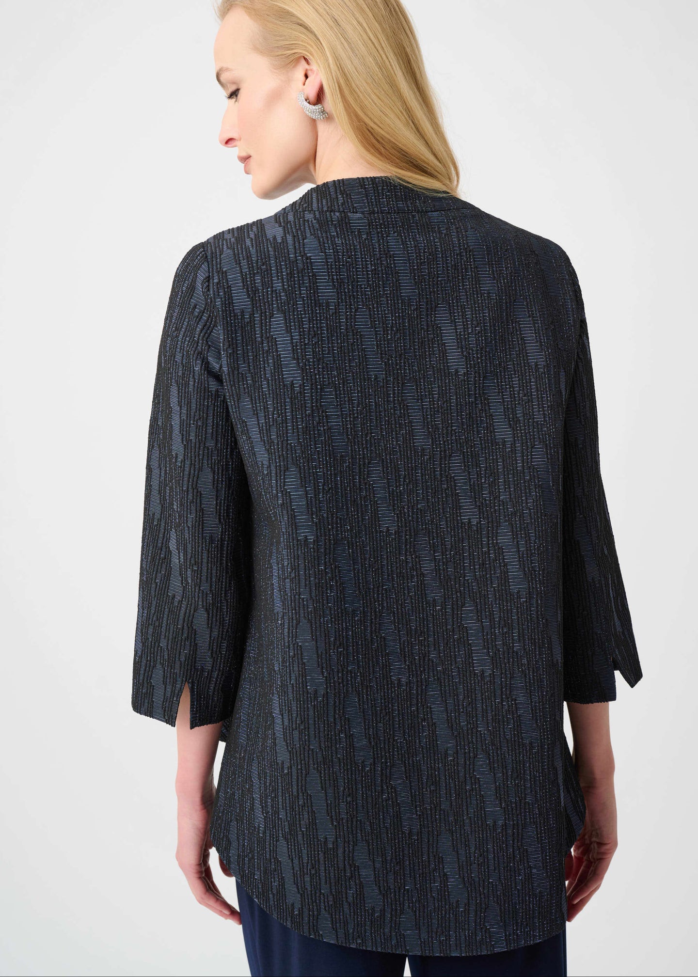 Joseph Ribkoff - Signature Foil-Textured Jacquard Trapeze Jacket