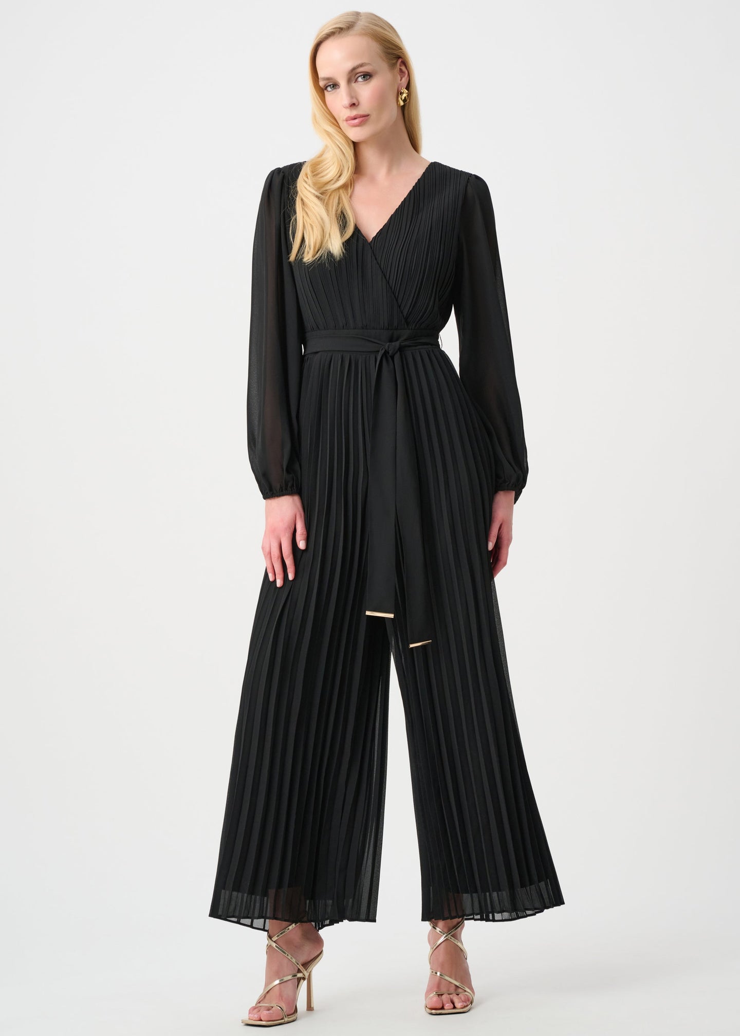 Joseph Ribkoff - Signature Georgette And Chiffon Wide Leg Wrap Jumpsuit
