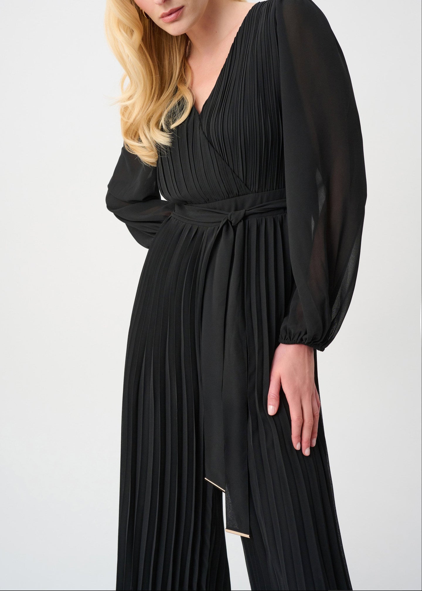 Joseph Ribkoff - Signature Georgette And Chiffon Wide Leg Wrap Jumpsuit