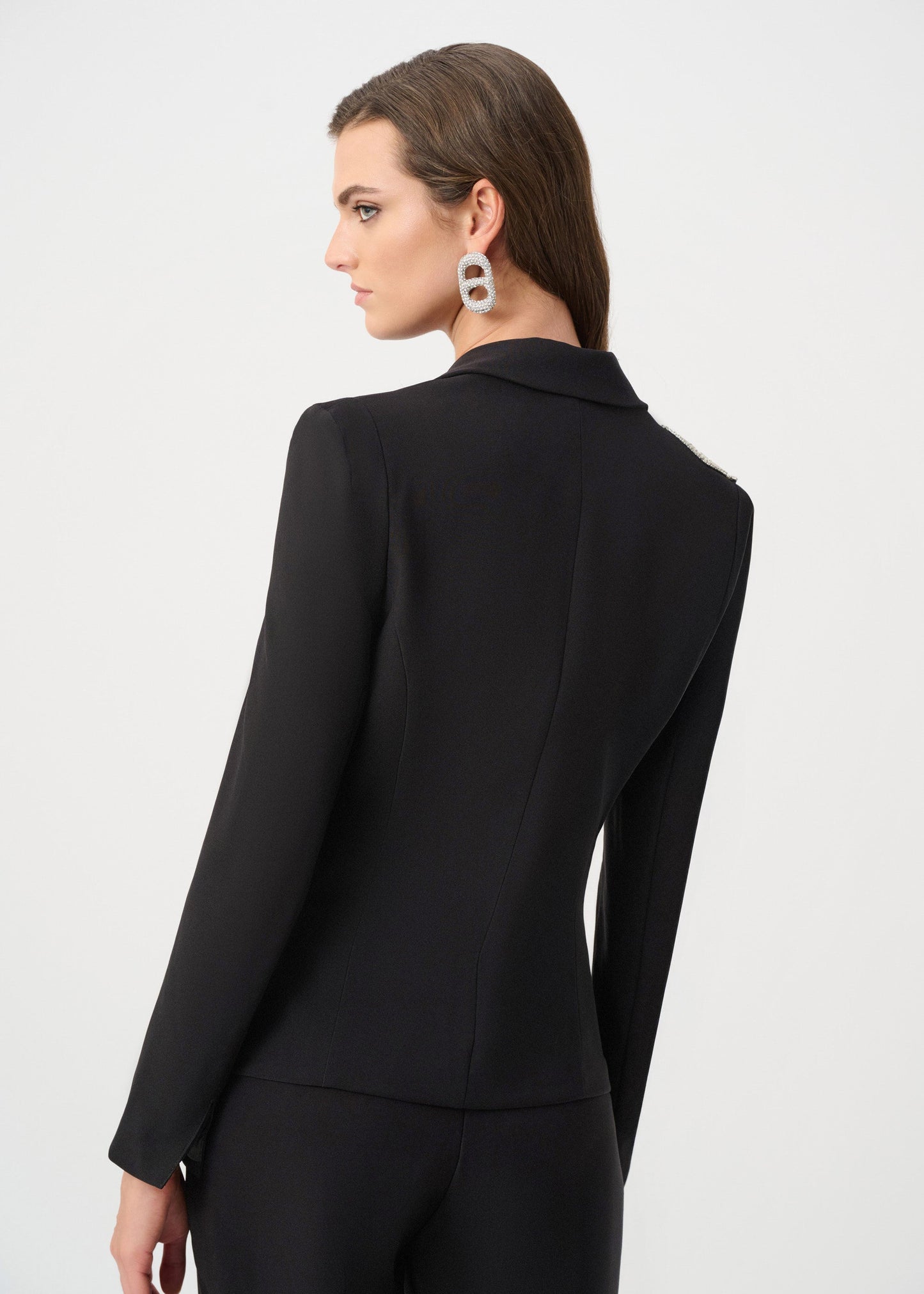 Joseph Ribkoff - Signature Lux Twill Fitted Blazer With Rhinestone Appliqué