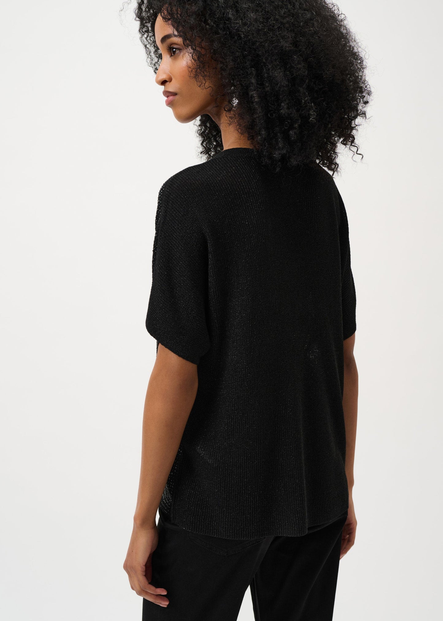 Joseph Ribkoff - Metallic Knitted T-shirt with Rhinestones - Core Colours