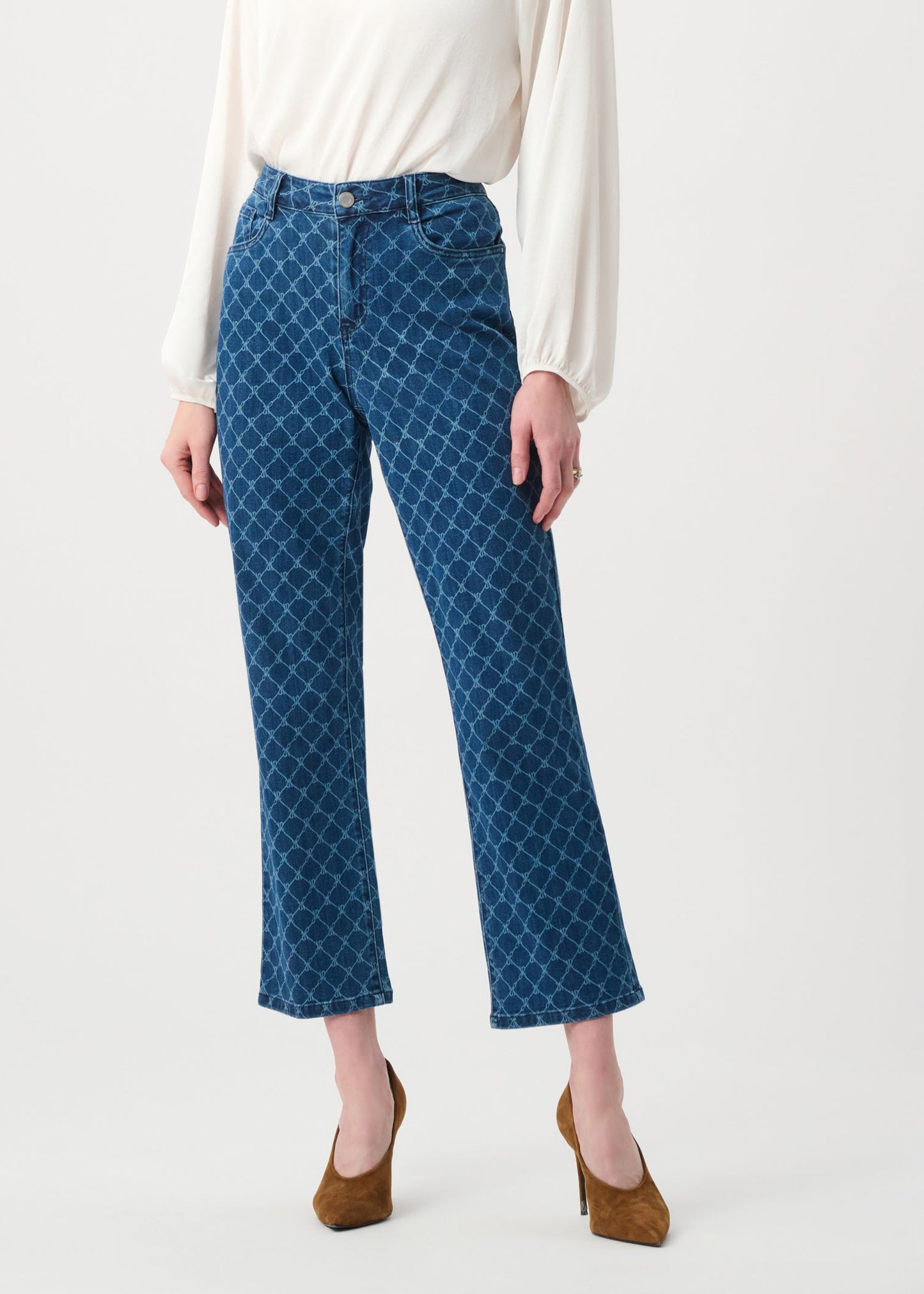 Joseph Ribkoff - Featherweave Denim Strip-Dye Print Straight Classic Jeans