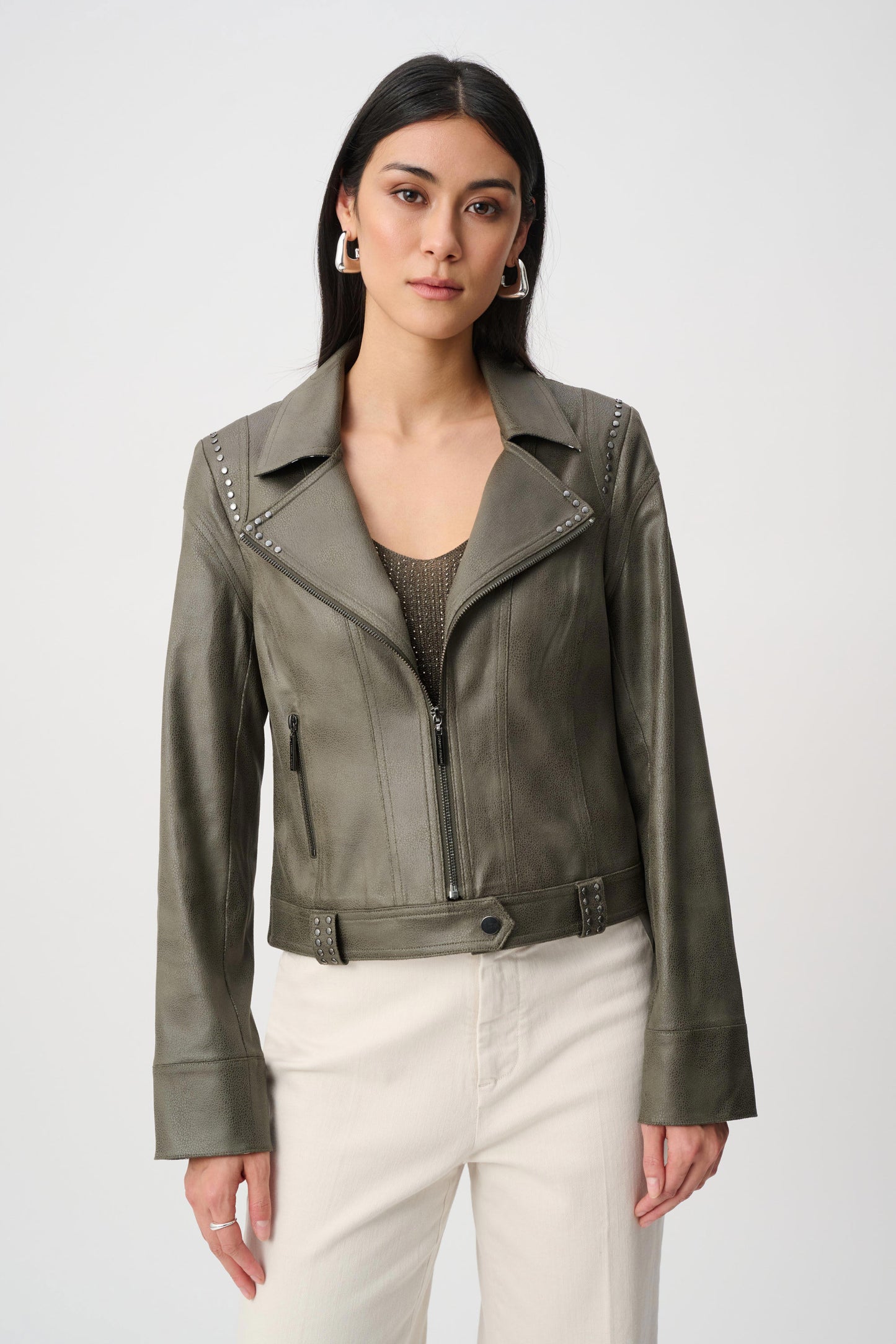 Joseph Ribkoff - Foiled Faux Suede Fitted Jacket