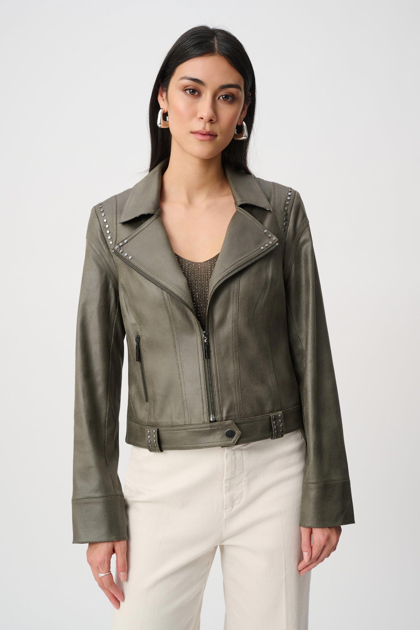 Joseph Ribkoff - Foiled Faux Suede Fitted Jacket