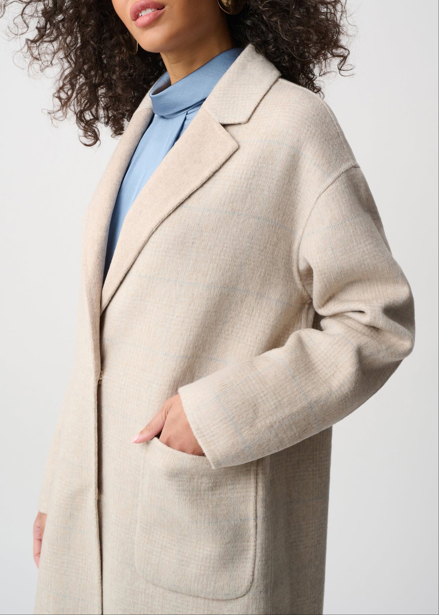 Joseph Ribkoff - Wool Blend Plaid Reversible Boxy Coat