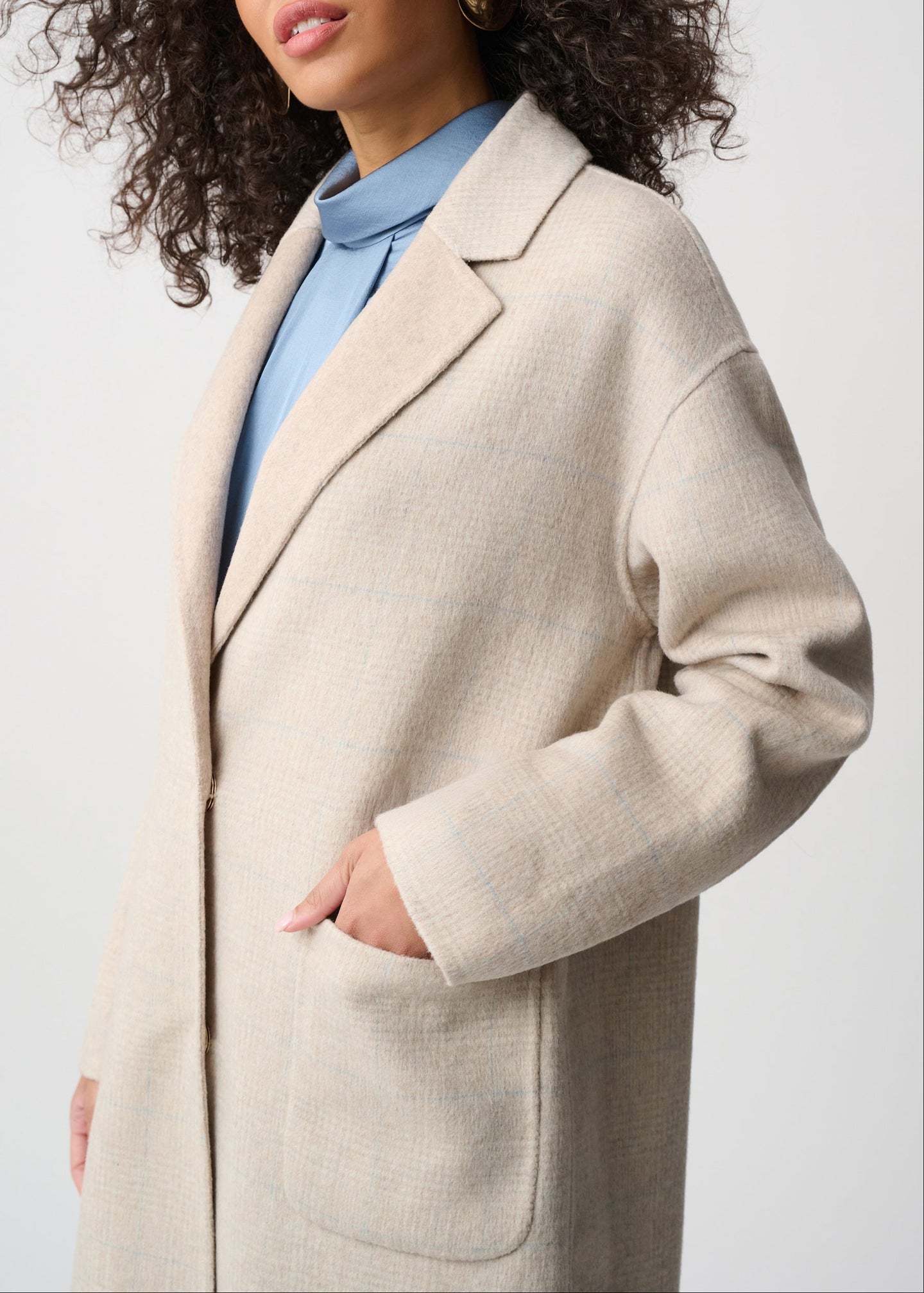 Joseph Ribkoff - Wool Blend Plaid Reversible Boxy Coat