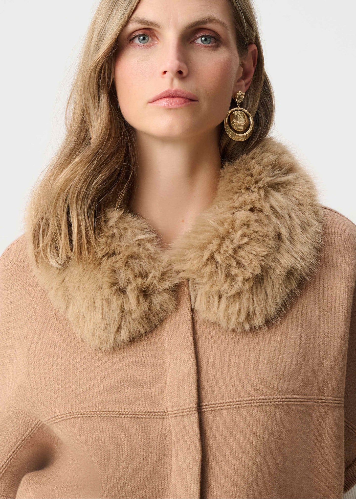 Joseph Ribkoff - Sweater Knit Jacket With Detachable Faux Fur Collar