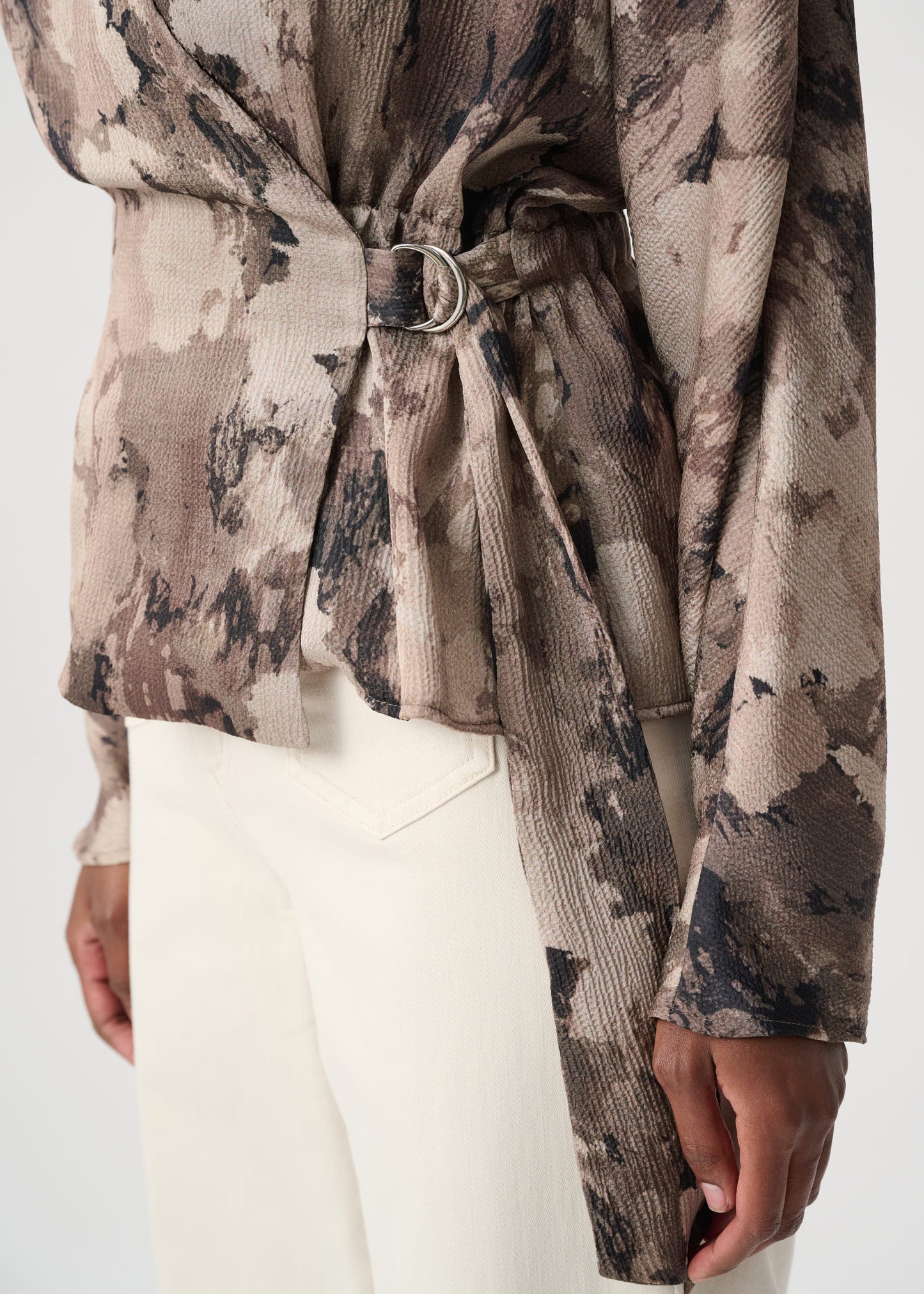 Joseph Ribkoff - Abstract Print Satin Wrap Top