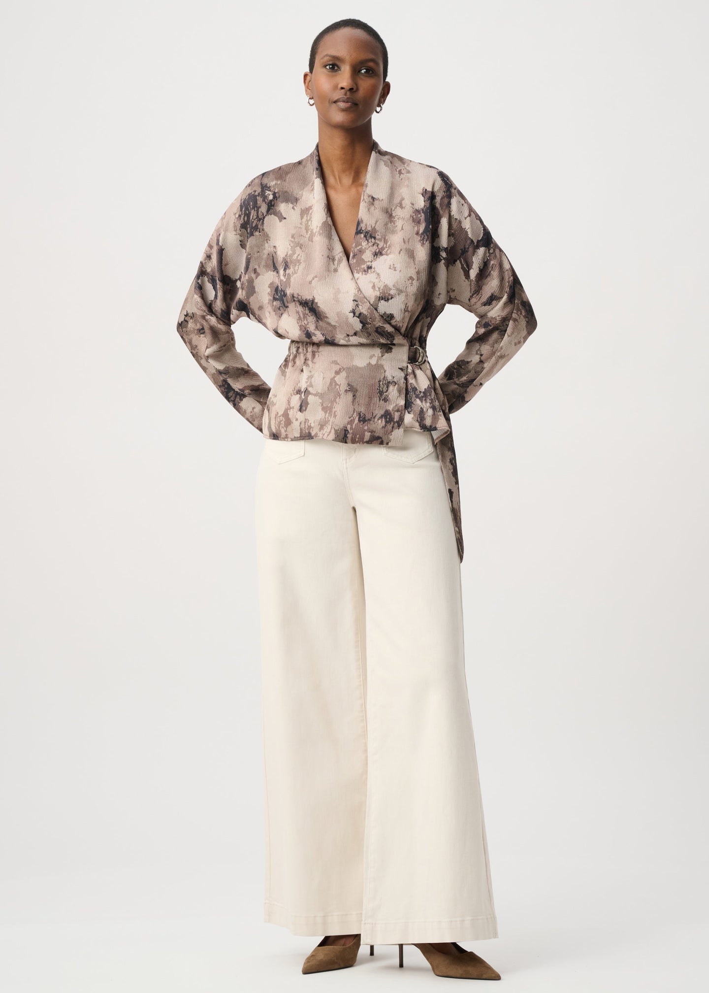 Joseph Ribkoff - Abstract Print Satin Wrap Top